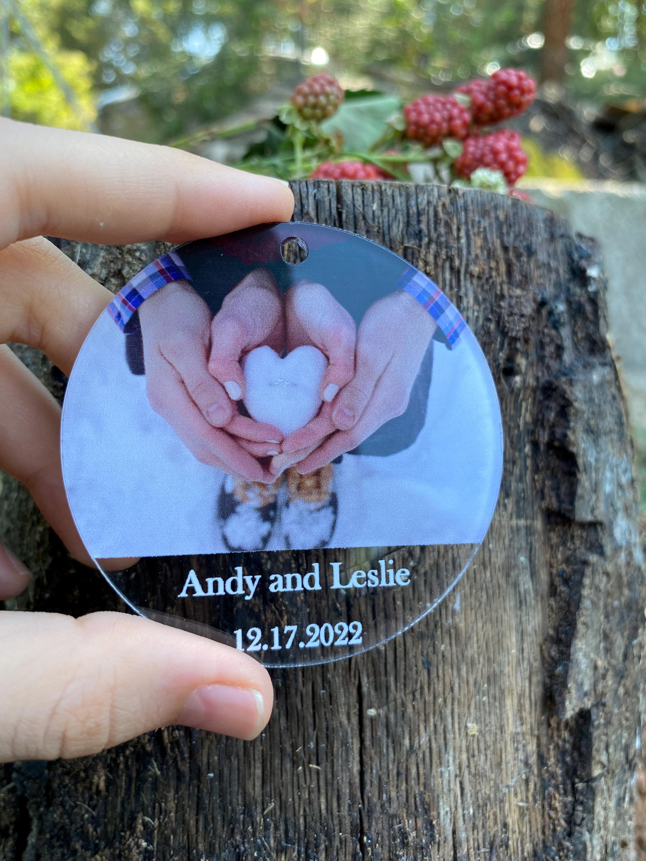 Personalized Wedding Ornament Favors - Custom Acrylic Destination Keepsake for Bral Shower, Bridesmaid & Guest Gifts