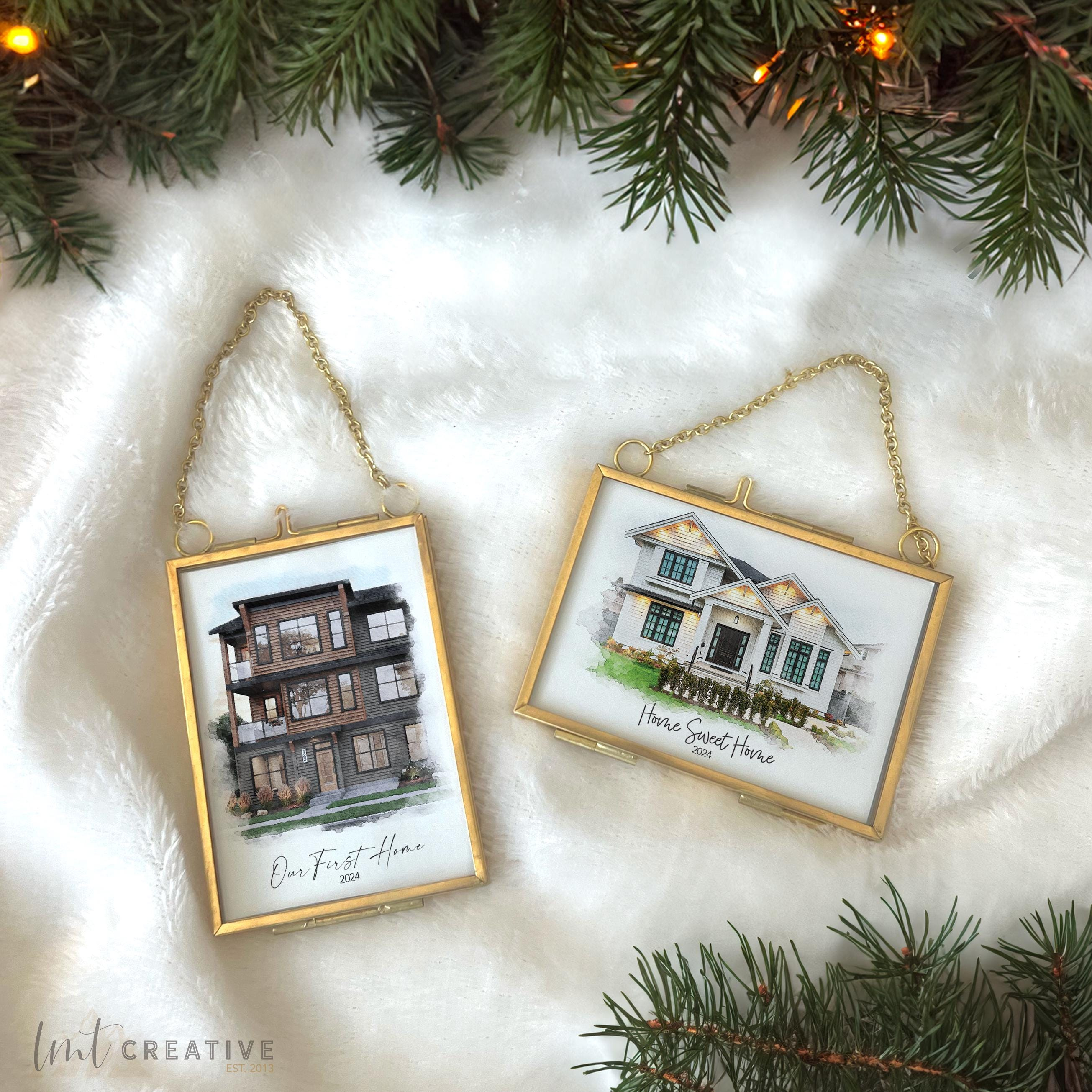 Custom House Portrait Ornament – Personalized Gold & Glass Frame, Housewarming First Home Christmas Tree Keepsake 2024 3 - MeasureMason Custom House Portrait Ornament – Personalized Gold & Glass Frame, Housewarming First Home Christmas Tree Keepsake 2024 3