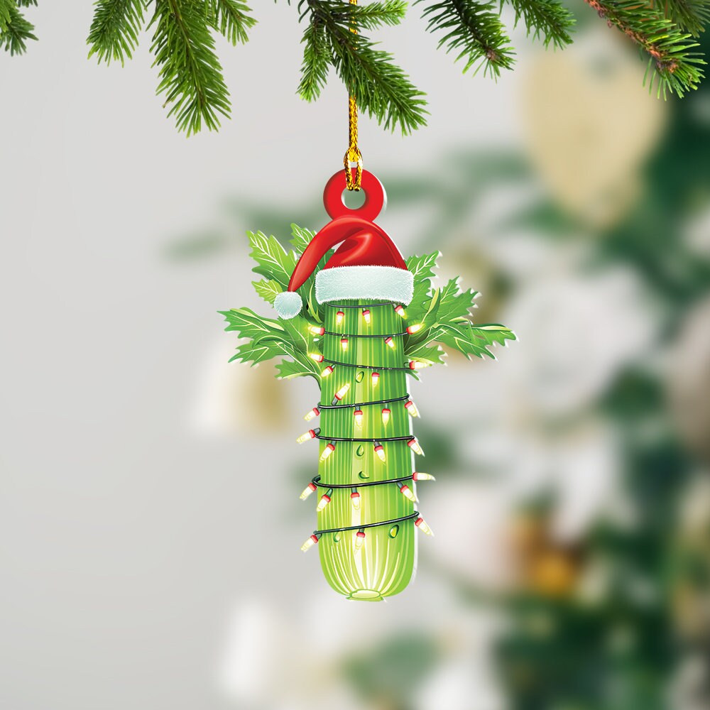 Personalized Celery Christmas Lights Ornament, Car Rearview Mirror Hanging Christmas Tree Xmas Gift