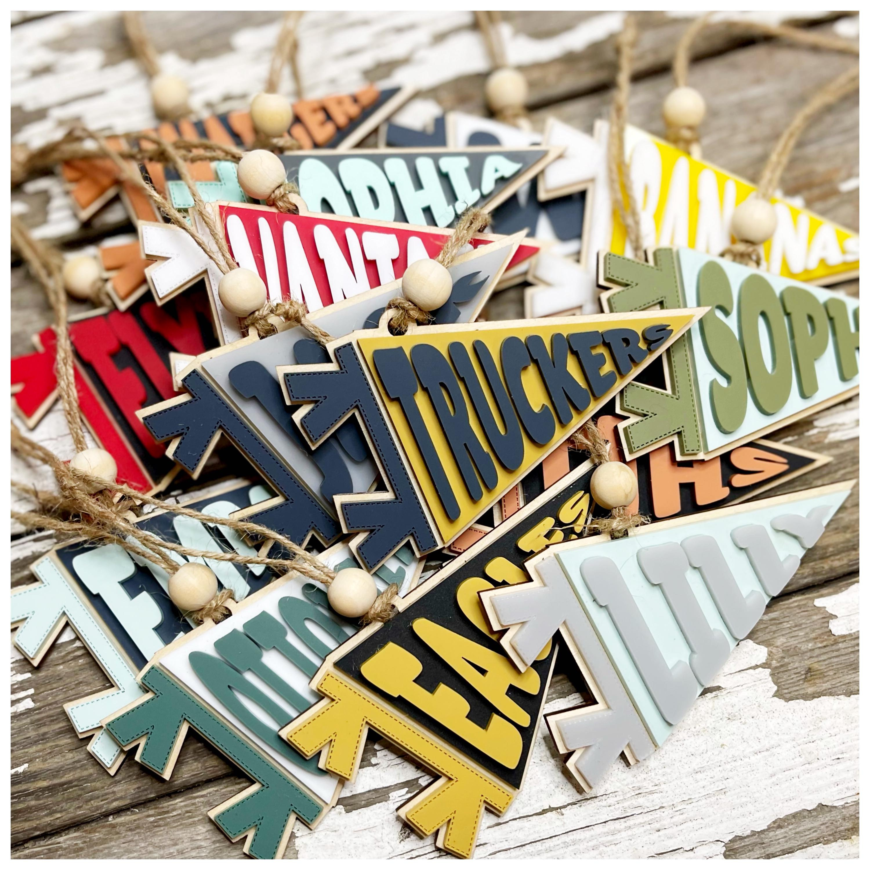 Personalized Pennant Ornament - Custom School & Team Christmas Keepsake, Graduation Gift for High School College Pride