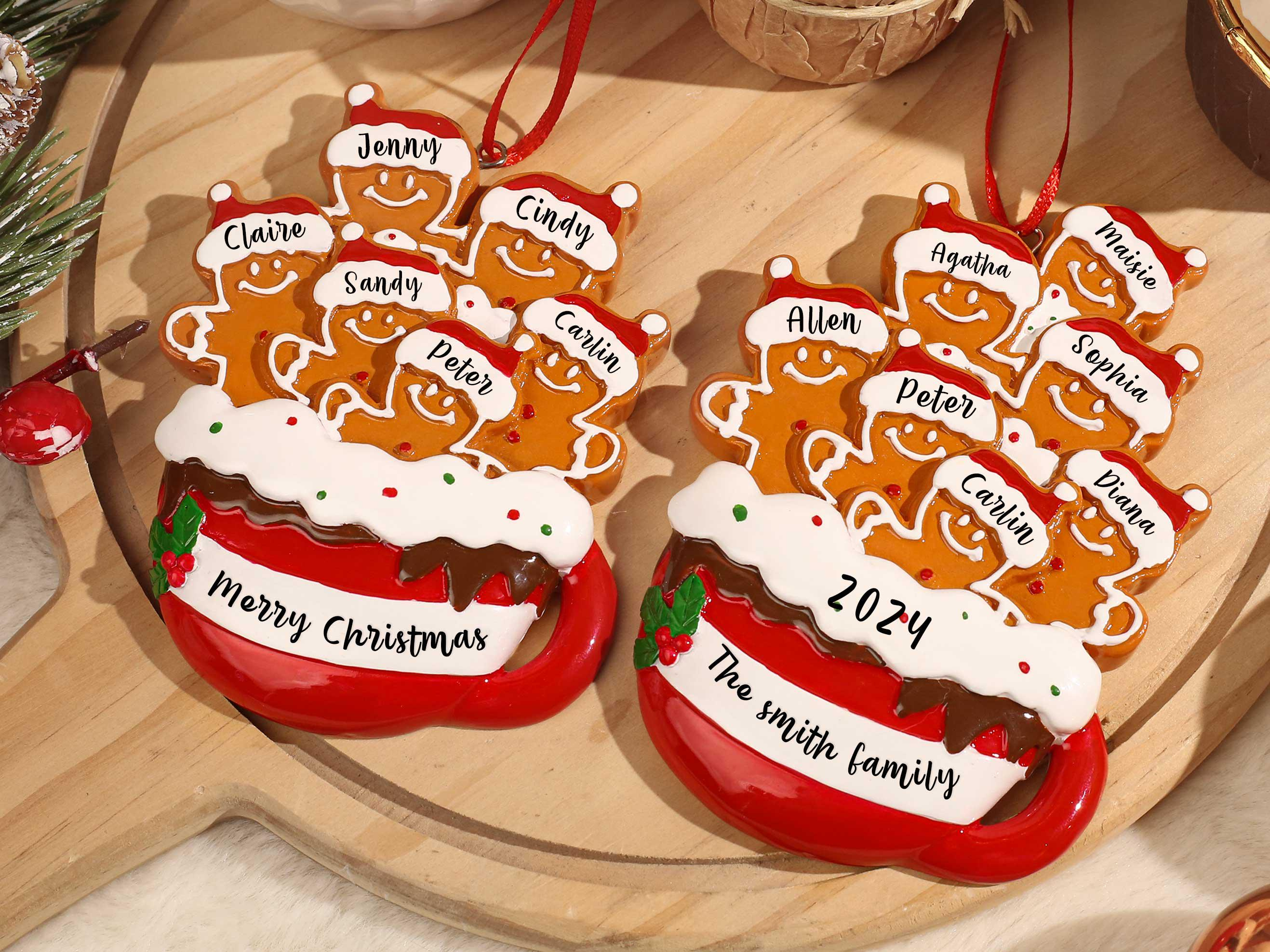 Personalized Resin Gingerbread Family Ornament, Custom Names & Year, Christmas Tree Decor, 2-7 Family Members 3 - MeasureMason Personalized Resin Gingerbread Family Ornament, Custom Names & Year, Christmas Tree Decor, 2-7 Family Members 3