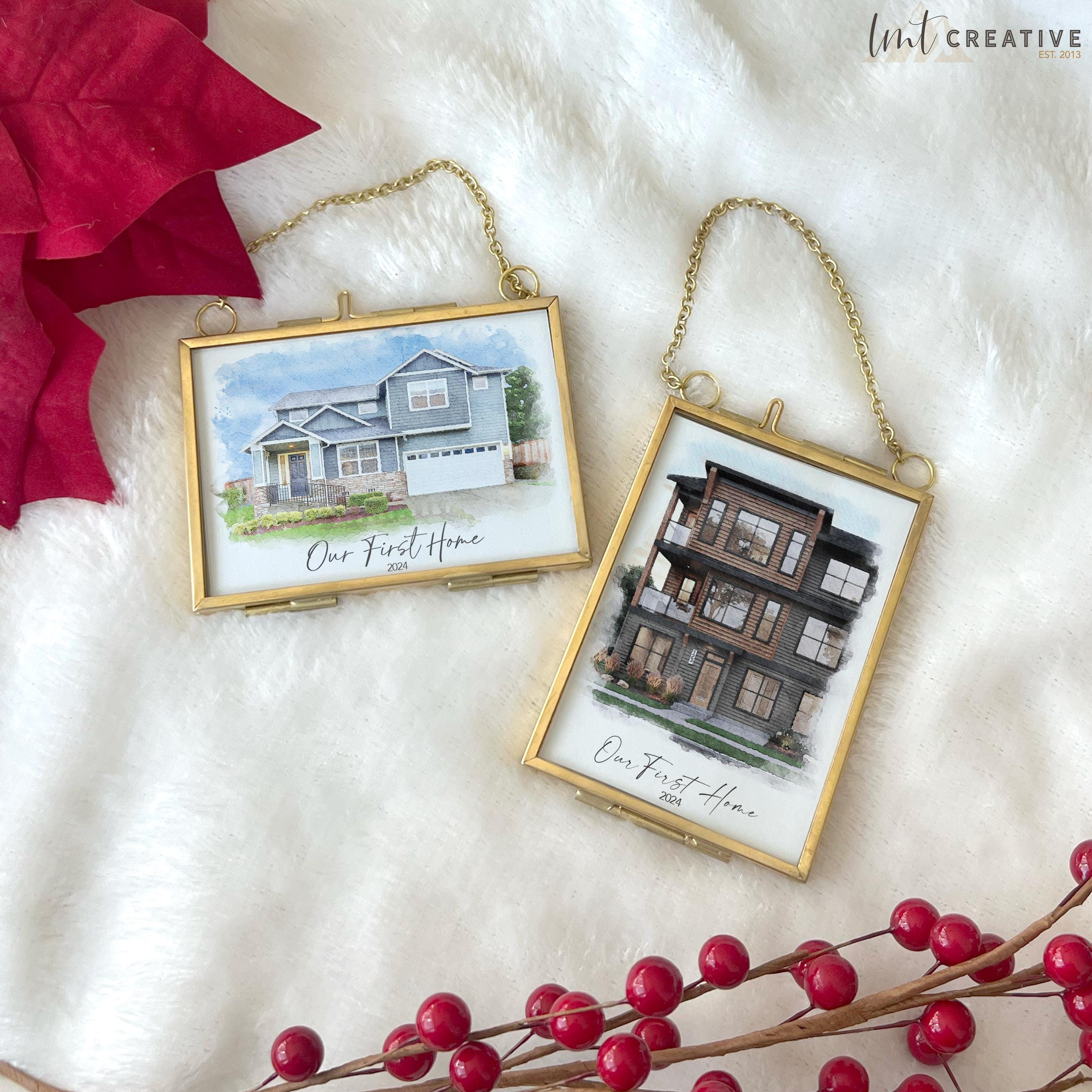 Custom House Portrait Ornament – Personalized Gold & Glass Frame, Housewarming First Home Christmas Tree Keepsake 2024 1 - MeasureMason Custom House Portrait Ornament – Personalized Gold & Glass Frame, Housewarming First Home Christmas Tree Keepsake 2024 1