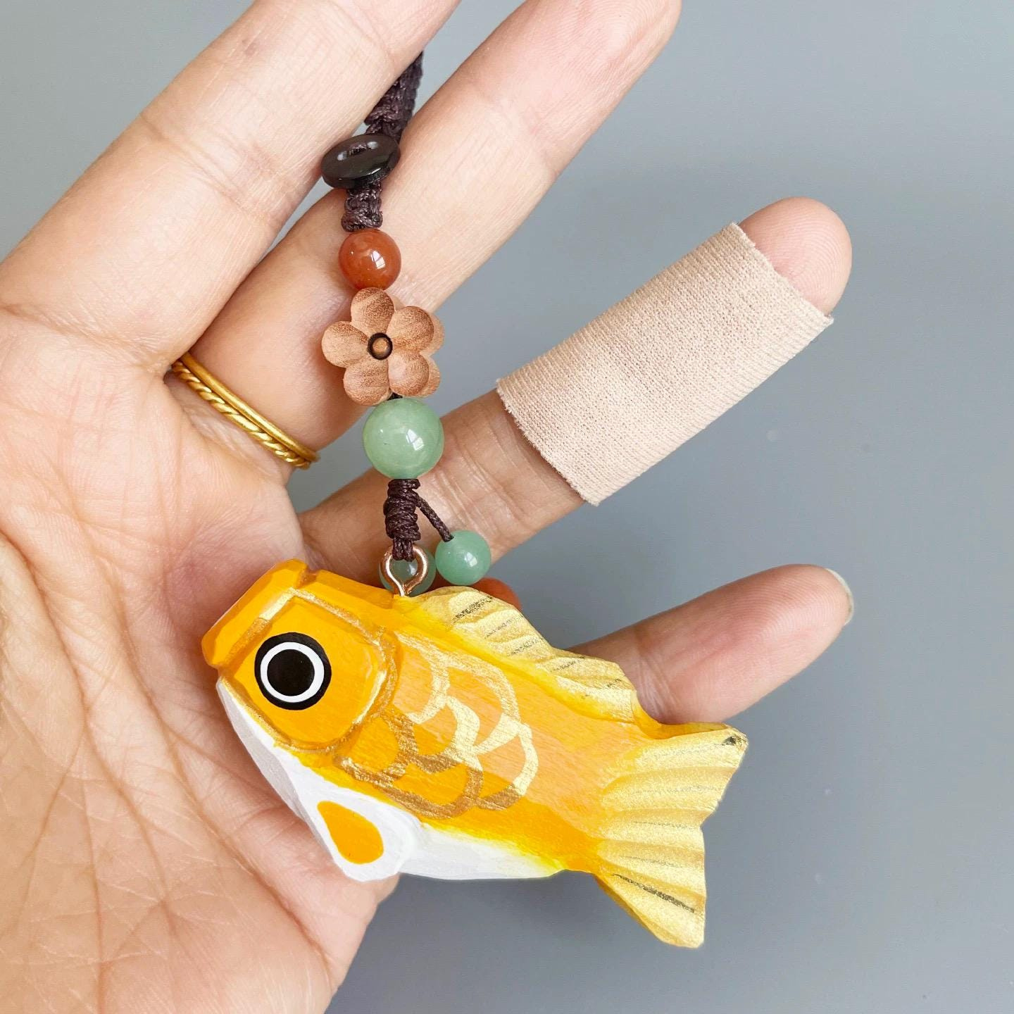 Hand Carved Wooden Koi Fish Keychain, Lucky Japanese Bag Charm, Car Hanging Ornament Gift Hand Carved Wooden Koi Fish Keychain, Lucky Japanese Bag Charm, Car Hanging Ornament Gift