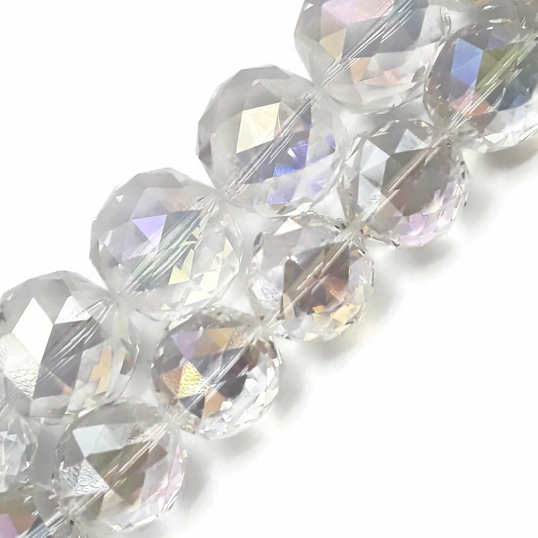 Faceted AB-Coated Crystal Glass Beads 24mm 30mm 8-Inch Strand 2mm Hole for Chandeliers & Sun Catchers 4 - MeasureMason Faceted AB-Coated Crystal Glass Beads 24mm 30mm 8-Inch Strand 2mm Hole for Chandeliers & Sun Catchers 4