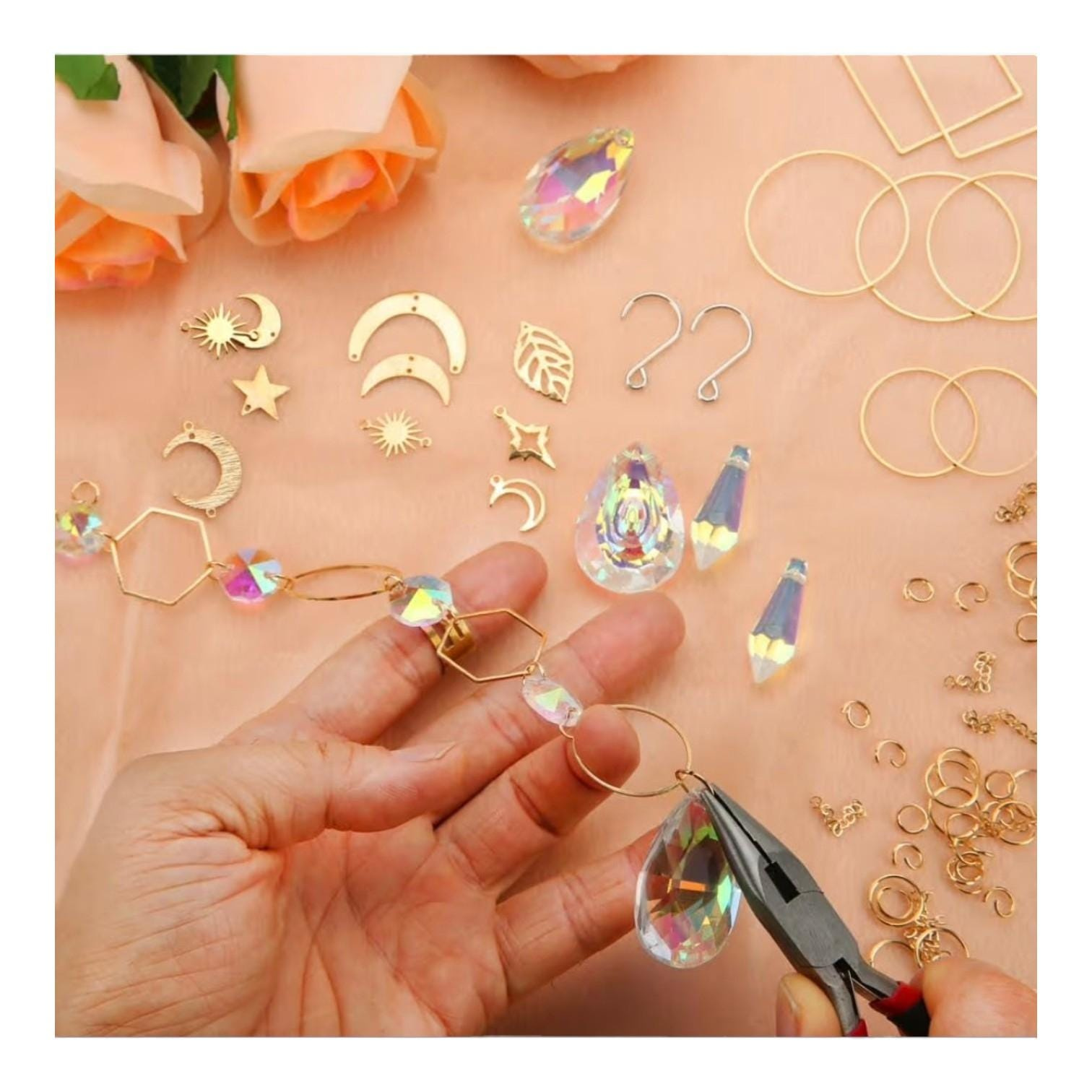 DIY Crystal Suncatcher Making Kit 200+ Pieces - Rainbow Prism Window Hanging Decor Craft Set 4 - MeasureMason DIY Crystal Suncatcher Making Kit 200+ Pieces - Rainbow Prism Window Hanging Decor Craft Set 4