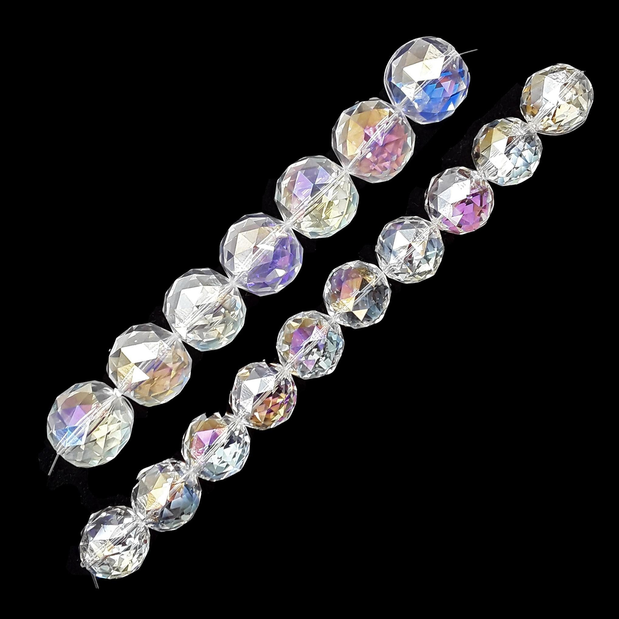 Faceted AB-Coated Crystal Glass Beads 24mm 30mm 8-Inch Strand 2mm Hole for Chandeliers & Sun Catchers 3 - MeasureMason Faceted AB-Coated Crystal Glass Beads 24mm 30mm 8-Inch Strand 2mm Hole for Chandeliers & Sun Catchers 3