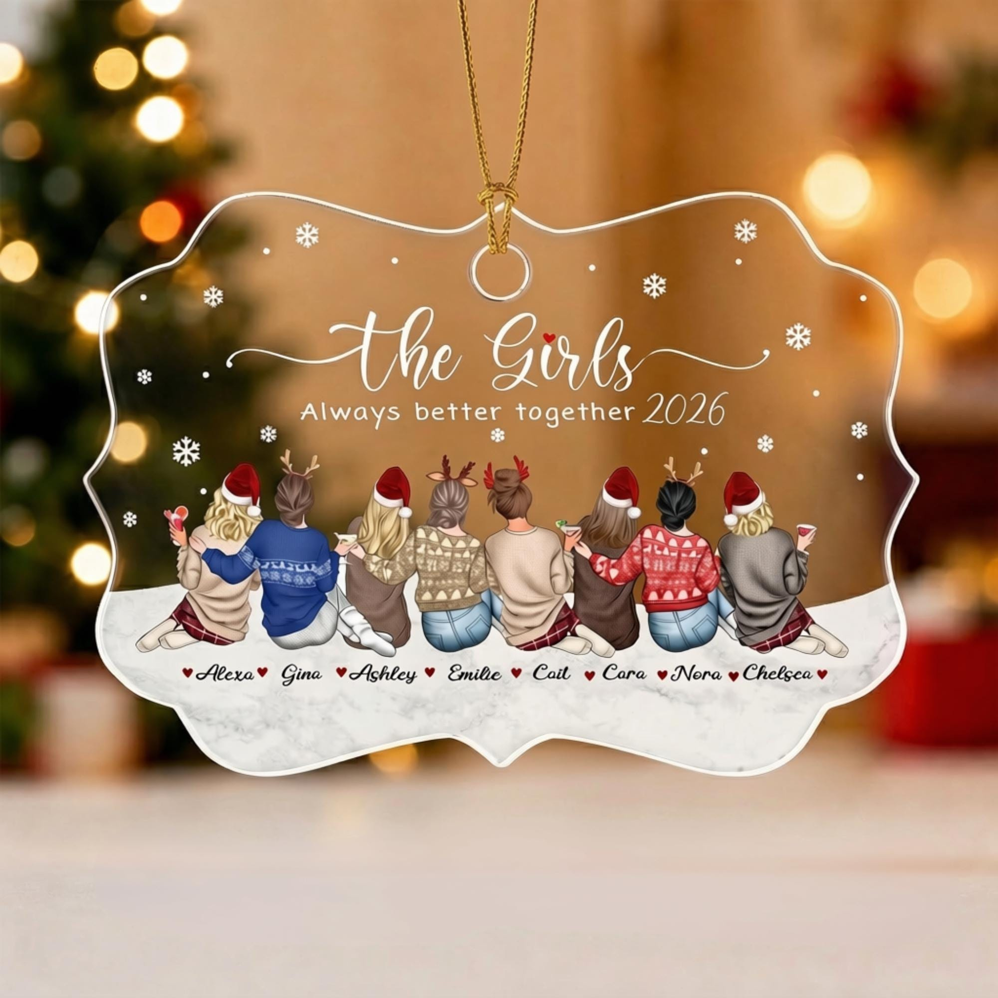 Custom Friend Christmas Ornament – Personalized Group Keepsake with Santa Hats & Holiday Sweaters Custom Friend Christmas Ornament – Personalized Group Keepsake with Santa Hats & Holiday Sweaters