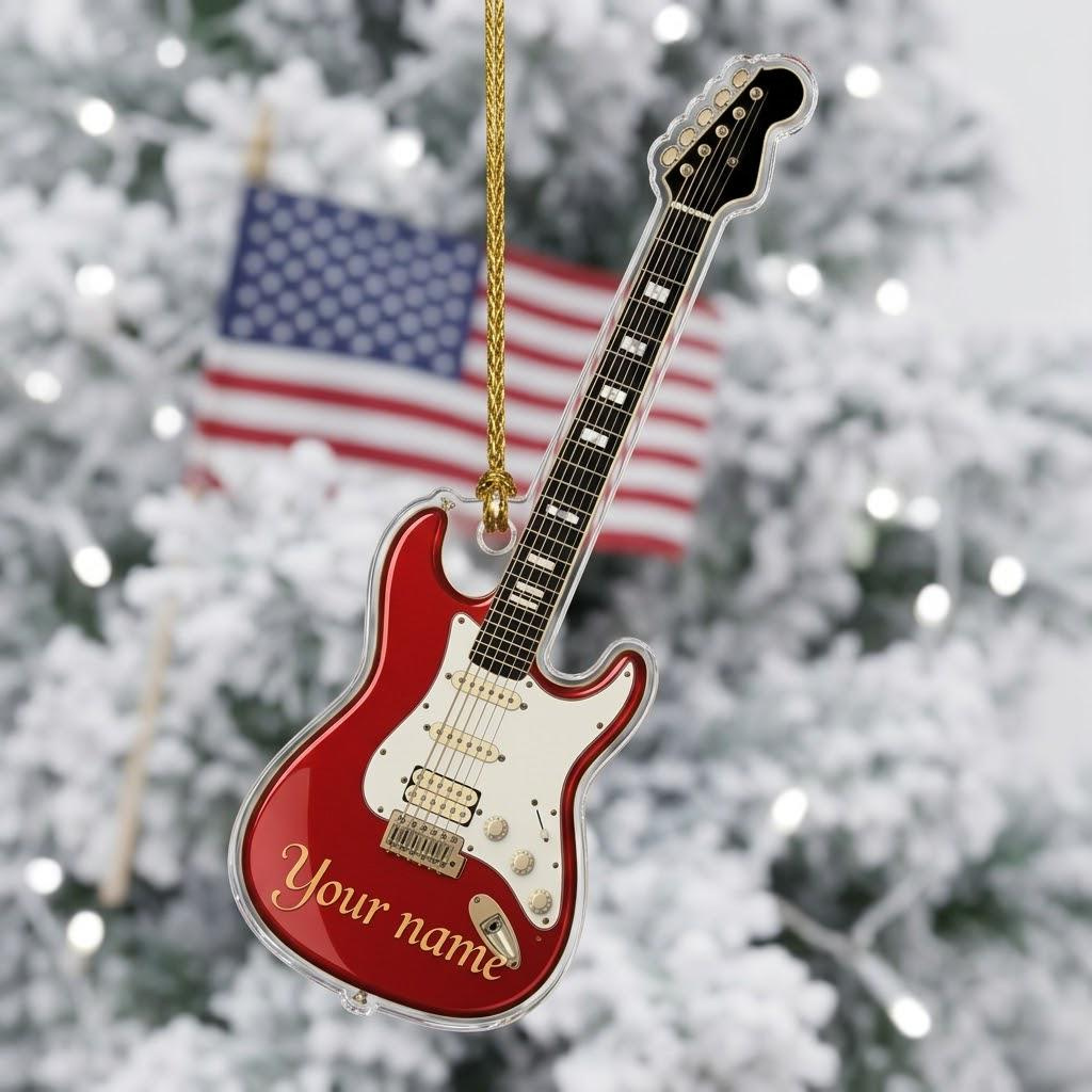 Personalized Guitar Christmas Ornament 2D Flat Acrylic - Custom Music Lover Holiday Gift, Musician Tree Decor