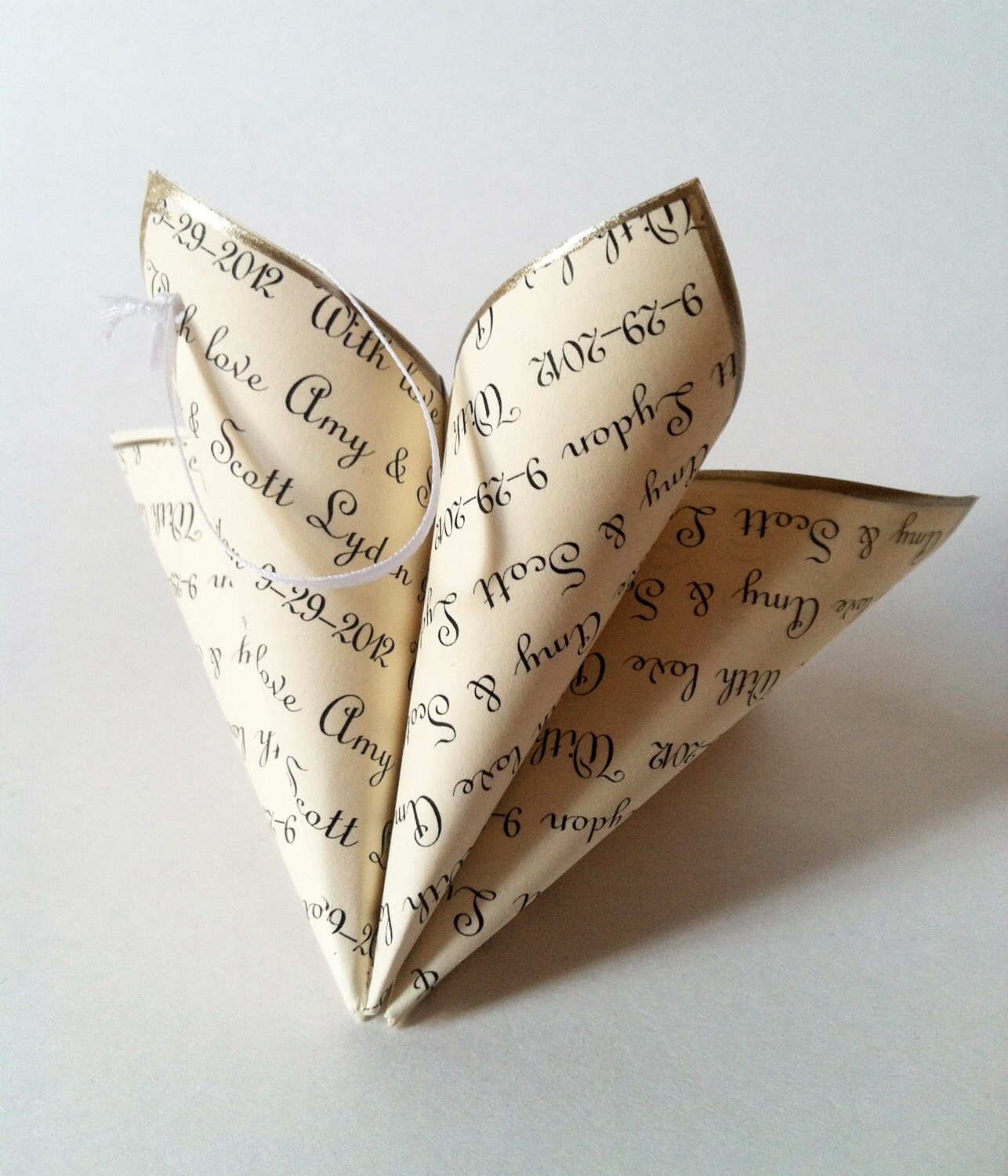 Custom Personalized Christmas Ornament with Names, Date & Handmade Paper Flower 1 - MeasureMason Custom Personalized Christmas Ornament with Names, Date & Handmade Paper Flower 1