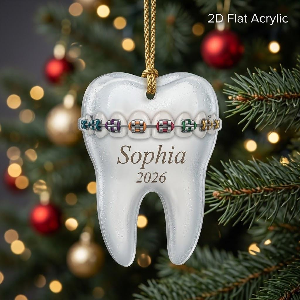 Personalized Acrylic Braces Christmas Ornament