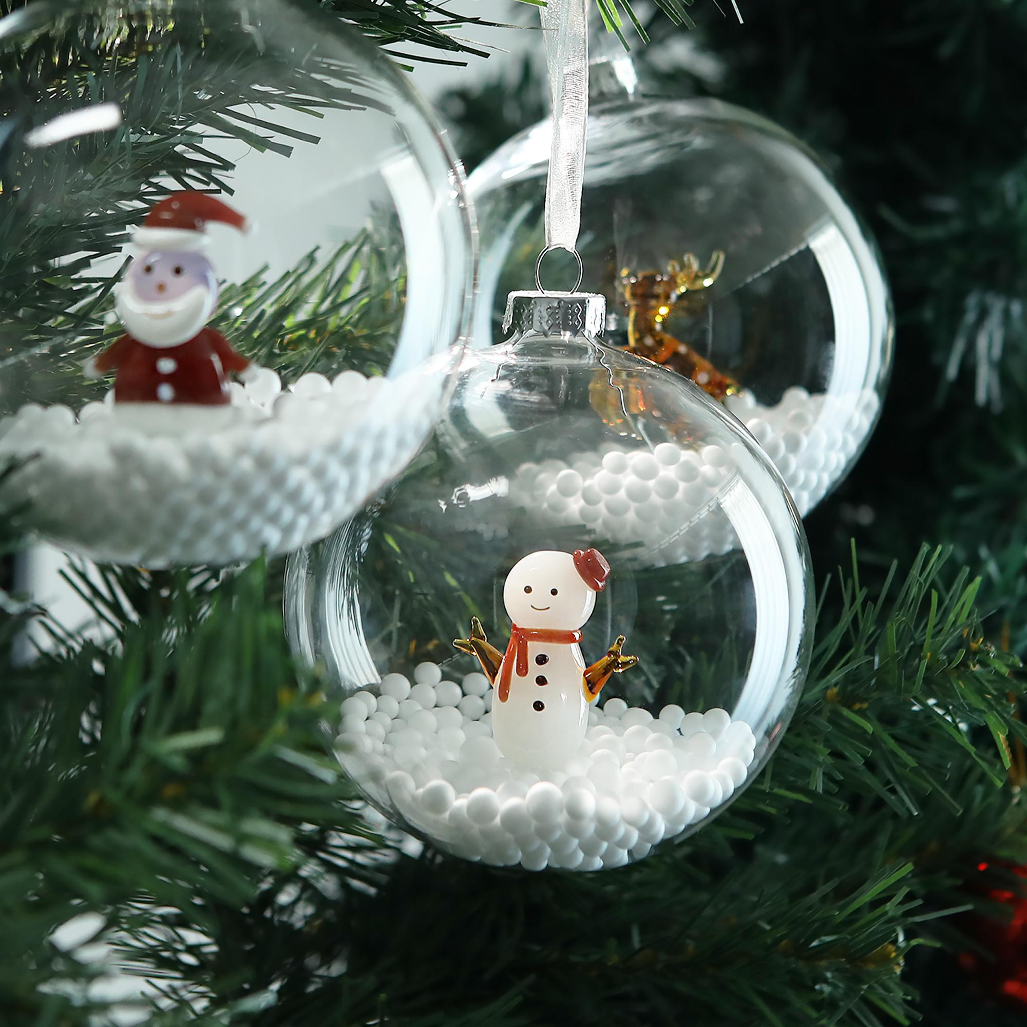 Handmade Glass Christmas Tree Ball - Hand Blown Stained Glass Snowman Ornament, Holiday Hanging Gift for Kids & Friends Handmade Glass Christmas Tree Ball - Hand Blown Stained Glass Snowman Ornament, Holiday Hanging Gift for Kids & Friends