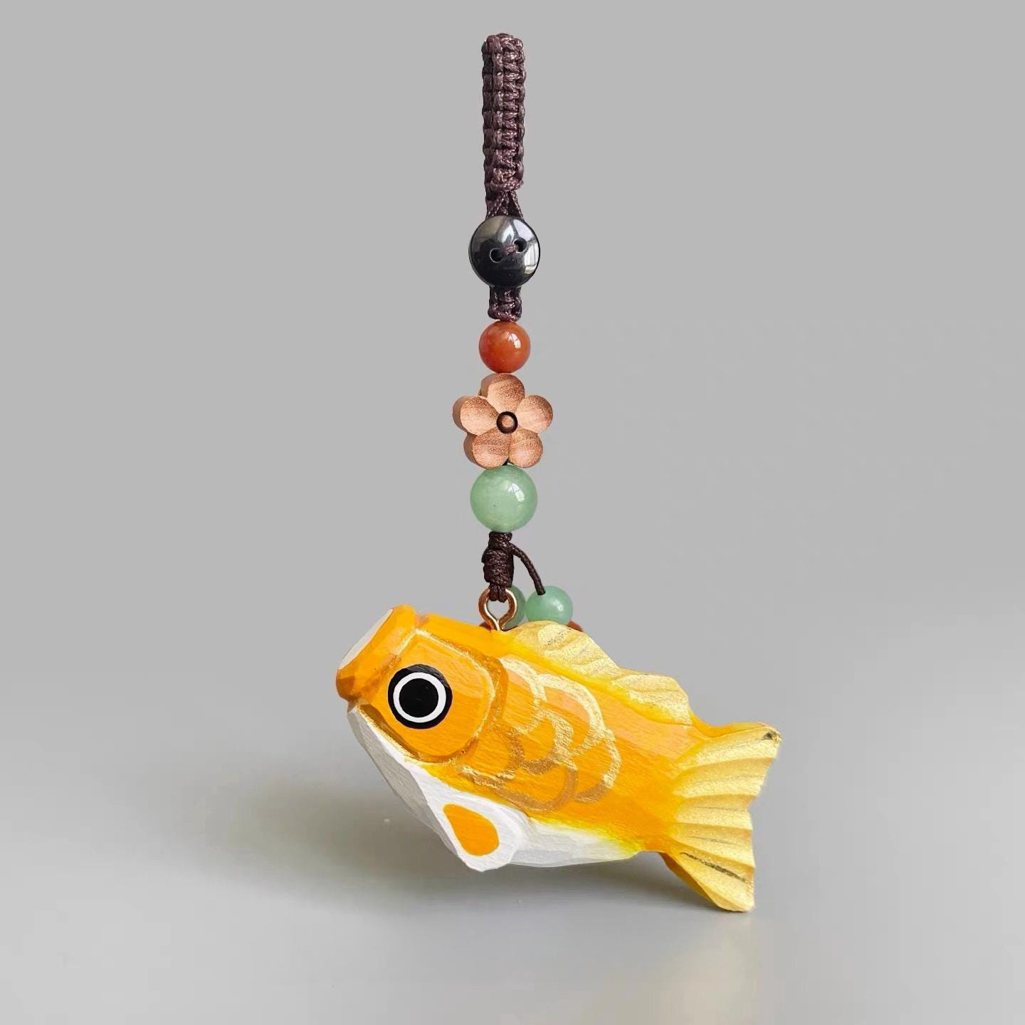 Hand Carved Wooden Koi Fish Keychain, Lucky Japanese Bag Charm, Car Hanging Ornament Gift 1 - MeasureMason Hand Carved Wooden Koi Fish Keychain, Lucky Japanese Bag Charm, Car Hanging Ornament Gift 1