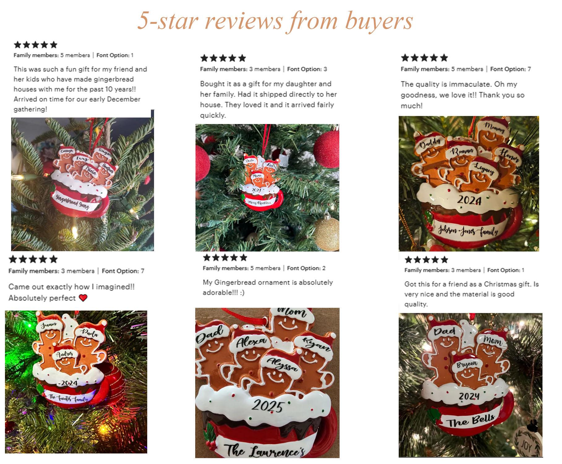 Personalized Resin Gingerbread Family Ornament, Custom Names & Year, Christmas Tree Decor, 2-7 Family Members 2 - MeasureMason Personalized Resin Gingerbread Family Ornament, Custom Names & Year, Christmas Tree Decor, 2-7 Family Members 2