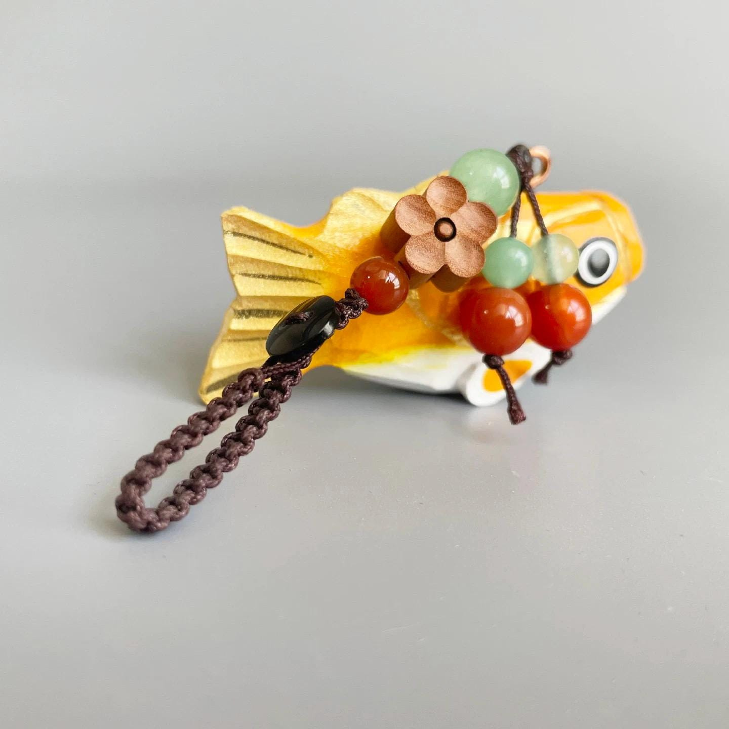 Hand Carved Wooden Koi Fish Keychain, Lucky Japanese Bag Charm, Car Hanging Ornament Gift 2 - MeasureMason Hand Carved Wooden Koi Fish Keychain, Lucky Japanese Bag Charm, Car Hanging Ornament Gift 2