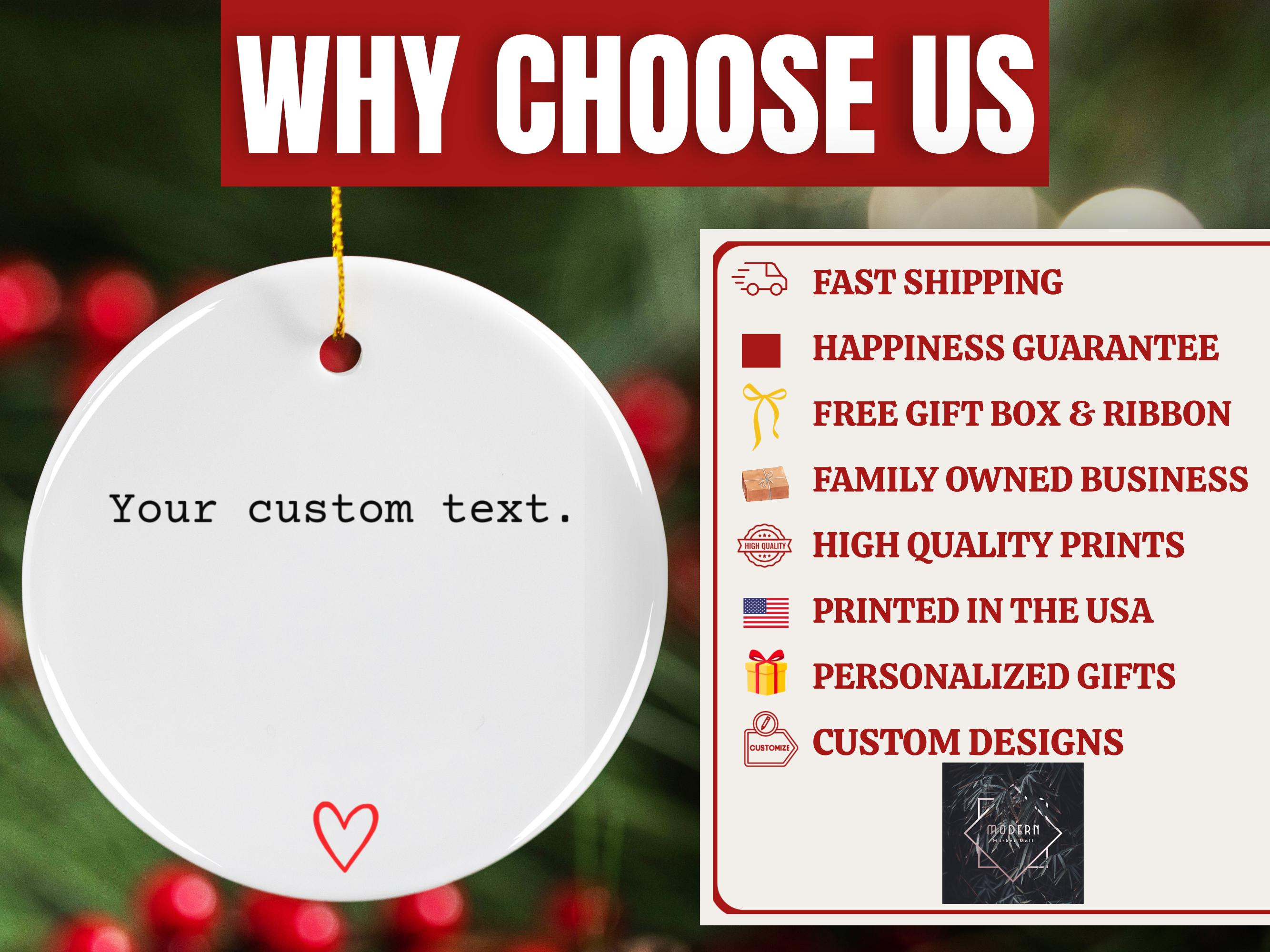 Custom Text Ornament, Personalized Christmas Keepsake, Design Your Own Quote Name Gift, Best Friend Holiday Ceramic 3 - MeasureMason Custom Text Ornament, Personalized Christmas Keepsake, Design Your Own Quote Name Gift, Best Friend Holiday Ceramic 3