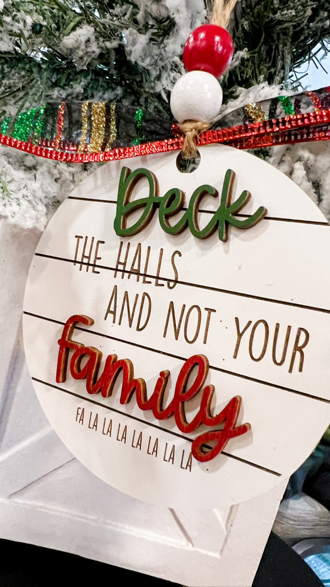 Deck The Halls Not Your Family - Punny Ornament - Sarcastic - Funny Ornament - Car Charm 1 - MeasureMason Deck The Halls Not Your Family - Punny Ornament - Sarcastic - Funny Ornament - Car Charm 1