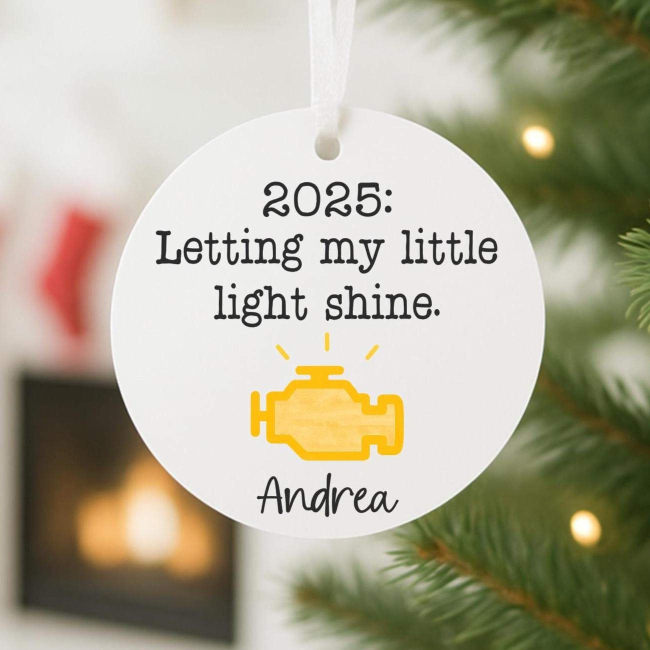 Personalized Aluminum Check Engine Light Christmas Ornament