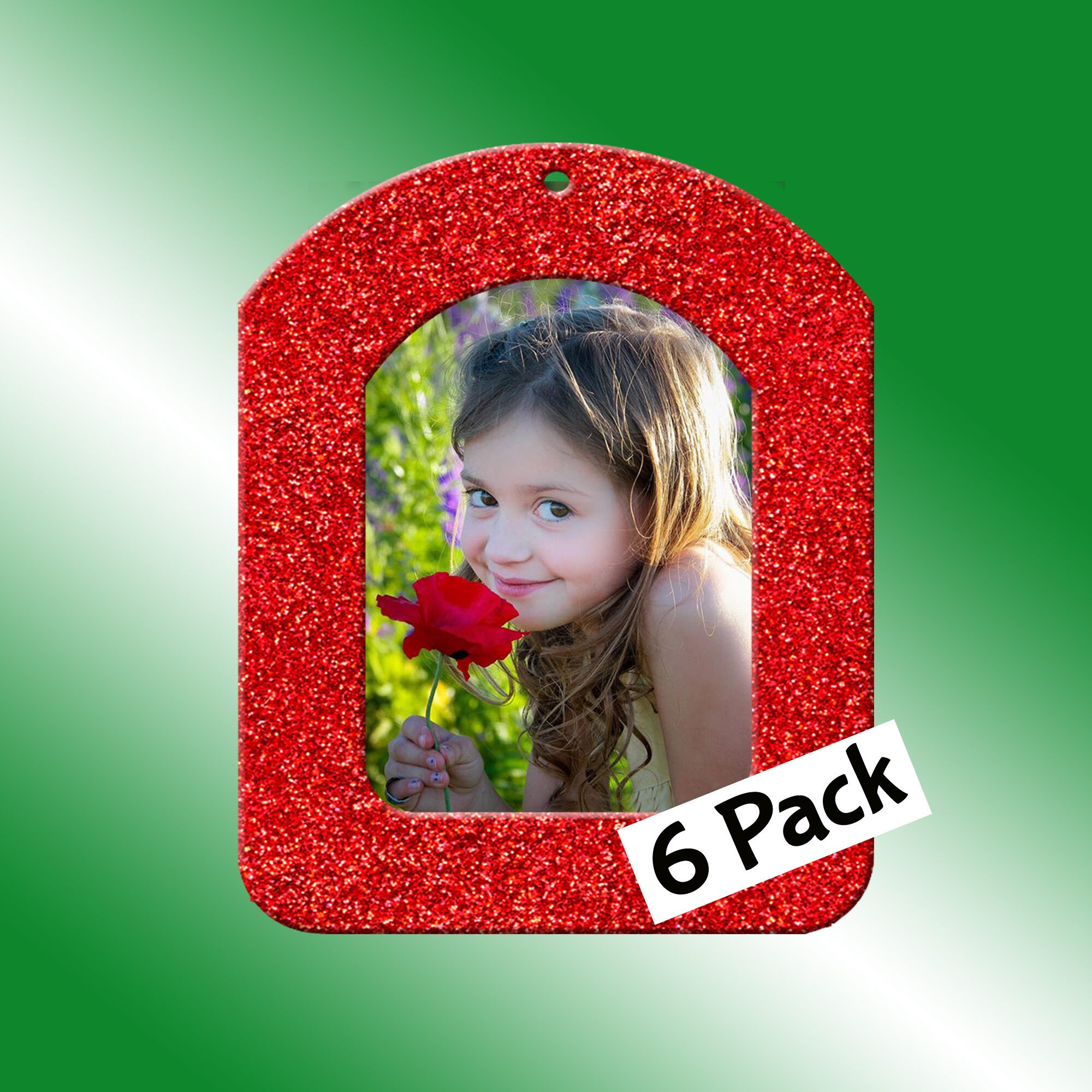 Mini Magnetic Glitter Photo Frame Christmas Ornament Set of 6, Vertical Picture Keepsake Mini Magnetic Glitter Photo Frame Christmas Ornament Set of 6, Vertical Picture Keepsake