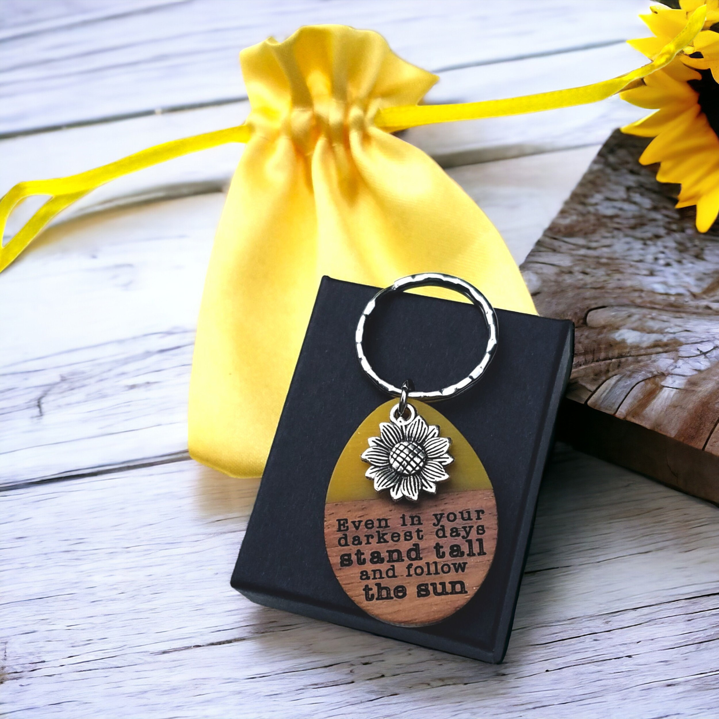 Sunflower Inspirational Keychain - Stand Tall and Follow the Sun 4 - MeasureMason Sunflower Inspirational Keychain - Stand Tall and Follow the Sun 4