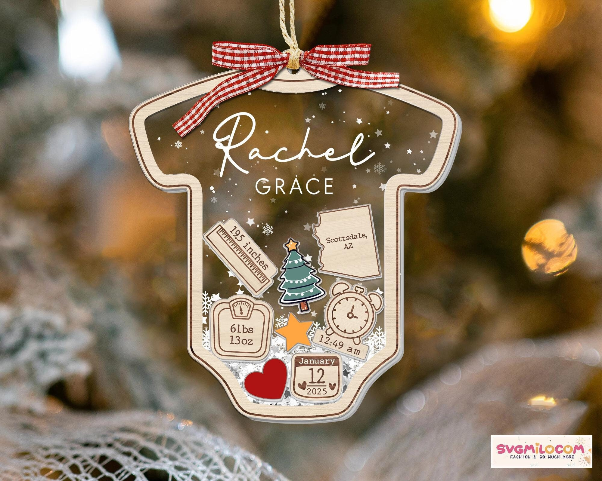 Baby's First Christmas Ornament, Custom Baby Name, 4D Shake Baby Ornament, Newborn Keepsake Gift, Personalized Xmas