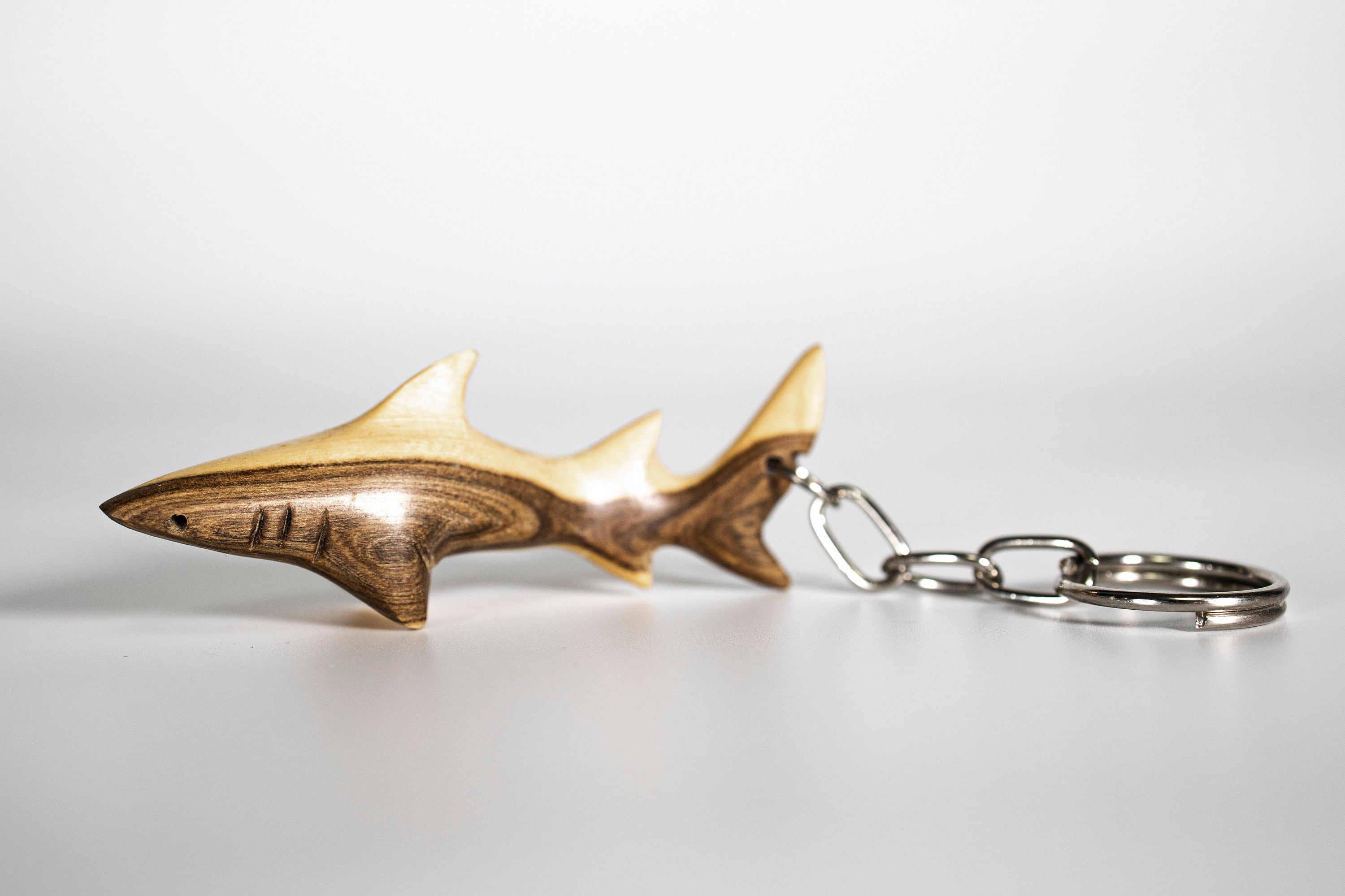 Hand-Carved Wood Shark Keychain - Handmade Ocean Animal Keyring, Marine Life Gift for Shark Lovers, Eco-Friendly Natural 3 - MeasureMason Hand-Carved Wood Shark Keychain - Handmade Ocean Animal Keyring, Marine Life Gift for Shark Lovers, Eco-Friendly Natural 3