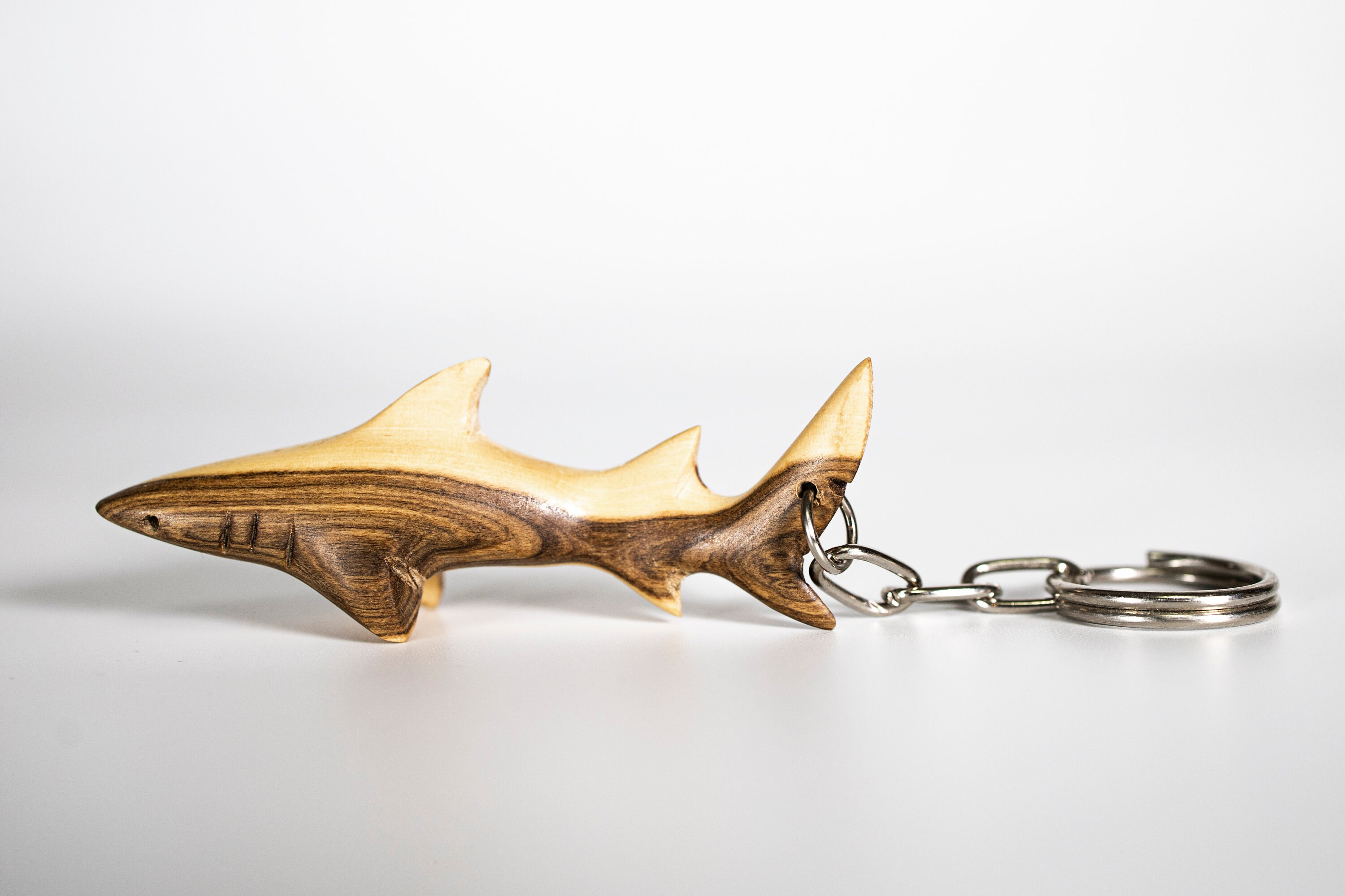 Hand-Carved Wood Shark Keychain - Handmade Ocean Animal Keyring, Marine Life Gift for Shark Lovers, Eco-Friendly Natural 4 - MeasureMason Hand-Carved Wood Shark Keychain - Handmade Ocean Animal Keyring, Marine Life Gift for Shark Lovers, Eco-Friendly Natural 4