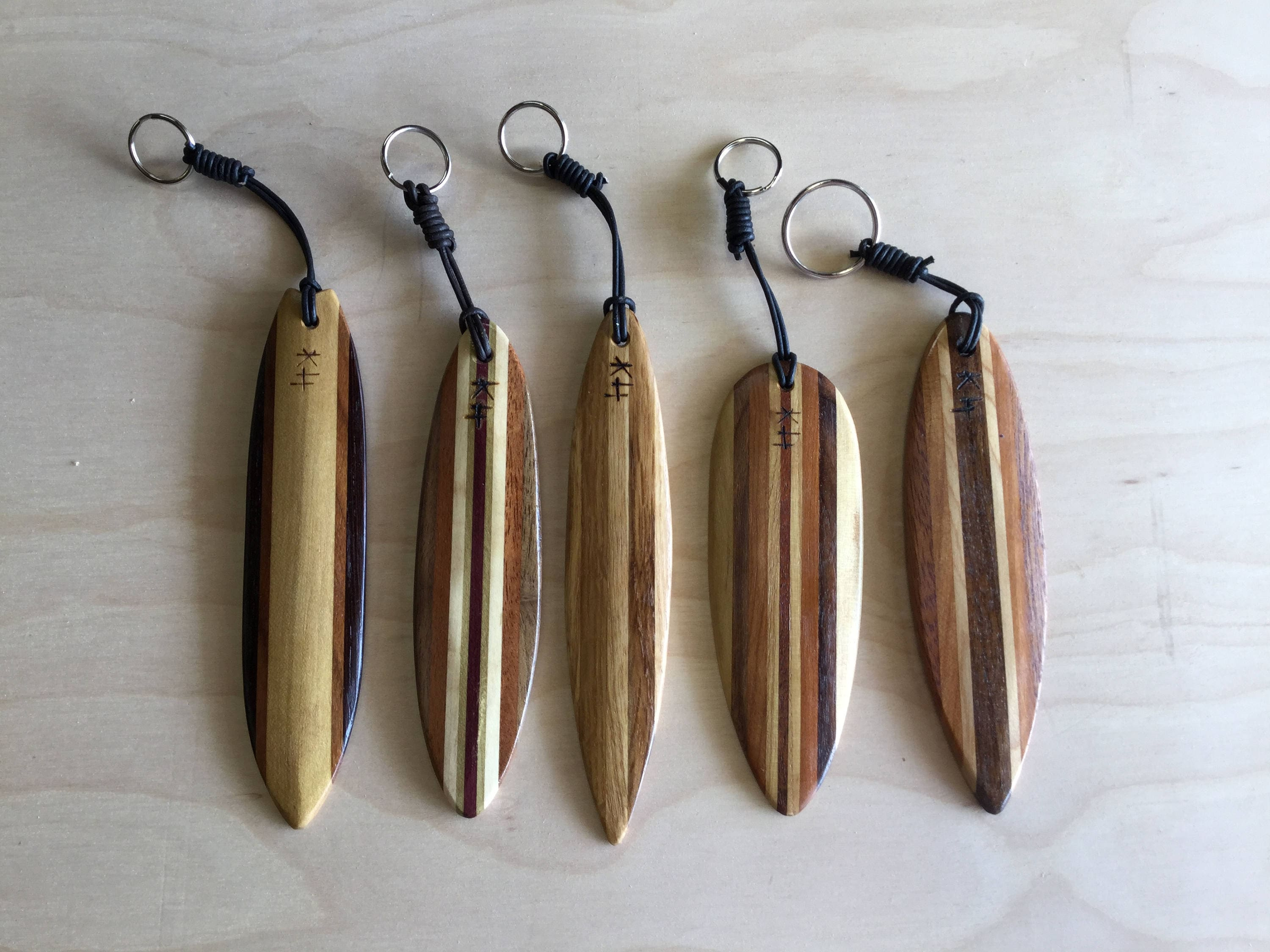 Wooden Surfboard Keychain - Handmade Hardwood Mini Surf Board Keyring, Beach Bag Charm, Surfer Gift Wooden Surfboard Keychain - Handmade Hardwood Mini Surf Board Keyring, Beach Bag Charm, Surfer Gift