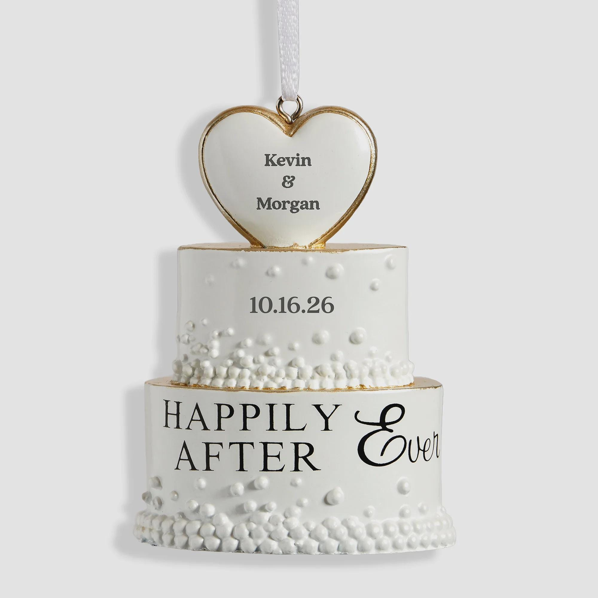 Personalized Wedding Cake Ornament – Custom Mr and Mrs Christmas Tree Decoration – Happily Ever After Keepsake