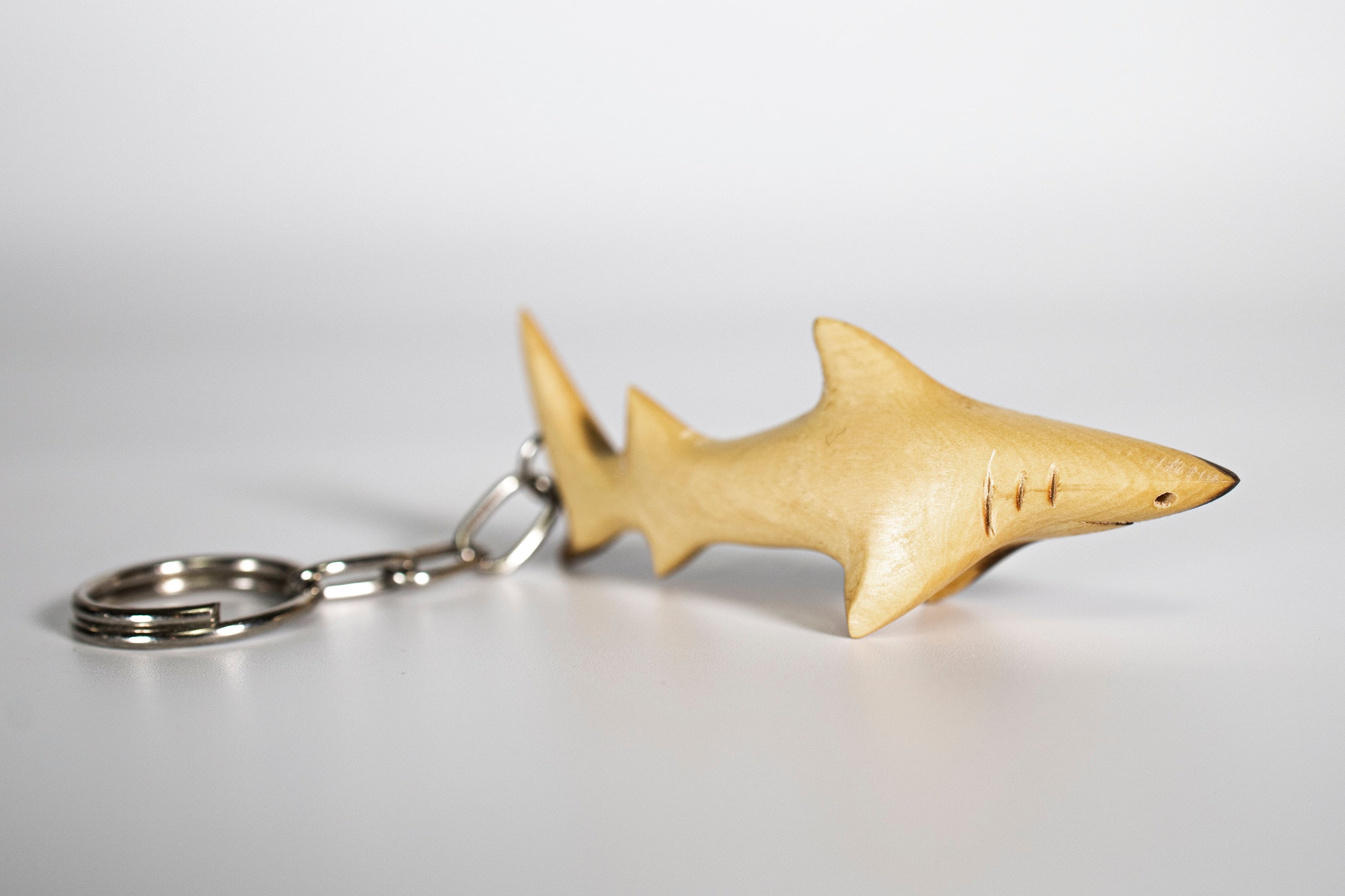 Hand-Carved Wood Shark Keychain - Handmade Ocean Animal Keyring, Marine Life Gift for Shark Lovers, Eco-Friendly Natural 2 - MeasureMason Hand-Carved Wood Shark Keychain - Handmade Ocean Animal Keyring, Marine Life Gift for Shark Lovers, Eco-Friendly Natural 2