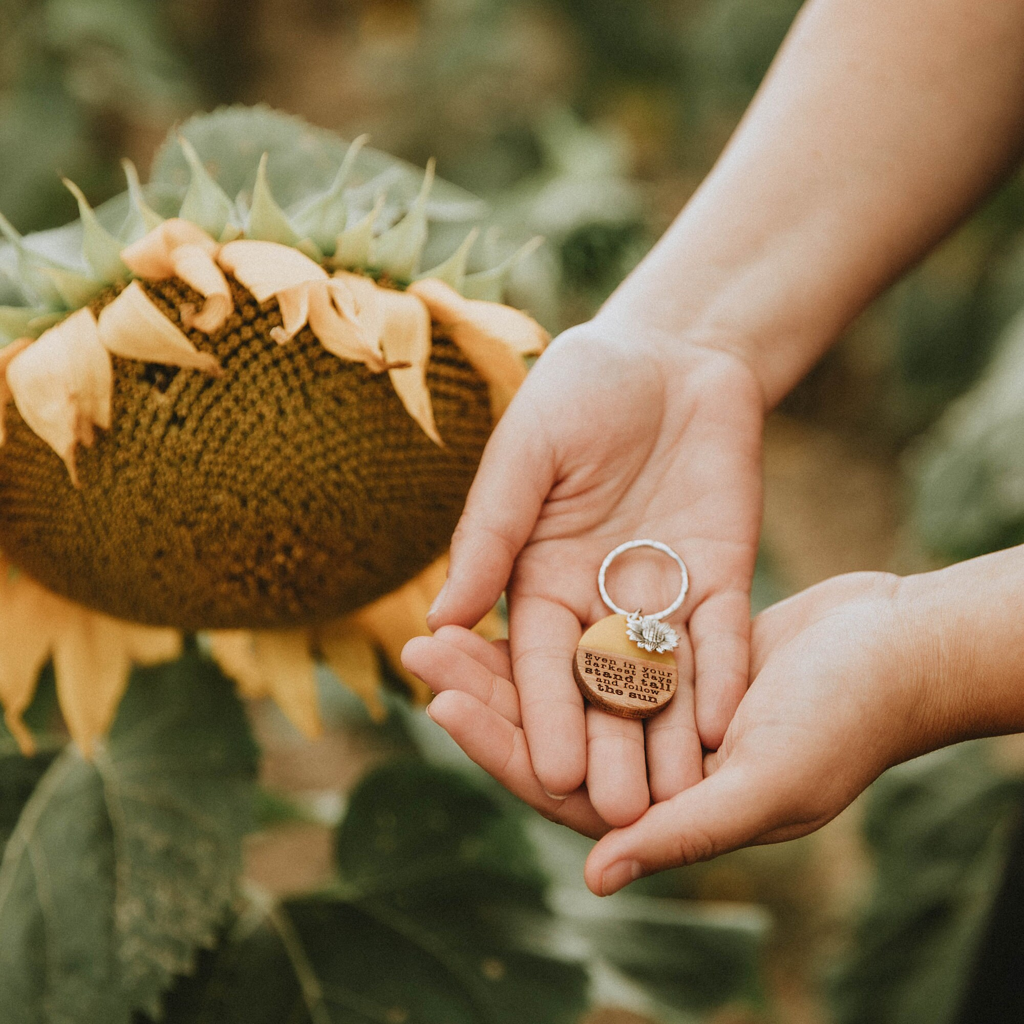 Sunflower Inspirational Keychain - Stand Tall and Follow the Sun 3 - MeasureMason Sunflower Inspirational Keychain - Stand Tall and Follow the Sun 3