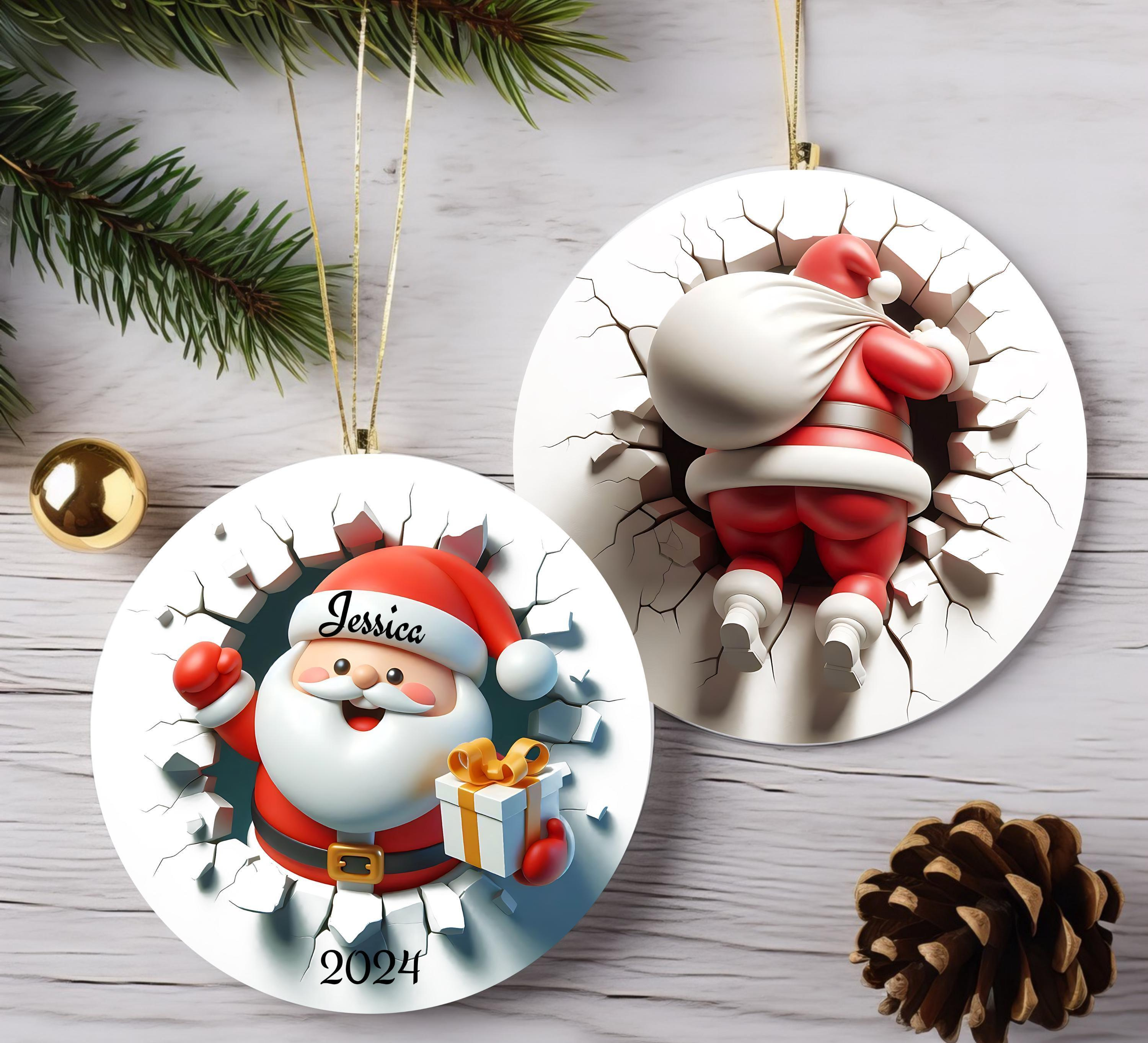 Personalized Ceramic Santa Christmas Ornament - Custom Holiday Keepsake 2 - MeasureMason Personalized Ceramic Santa Christmas Ornament - Custom Holiday Keepsake 2