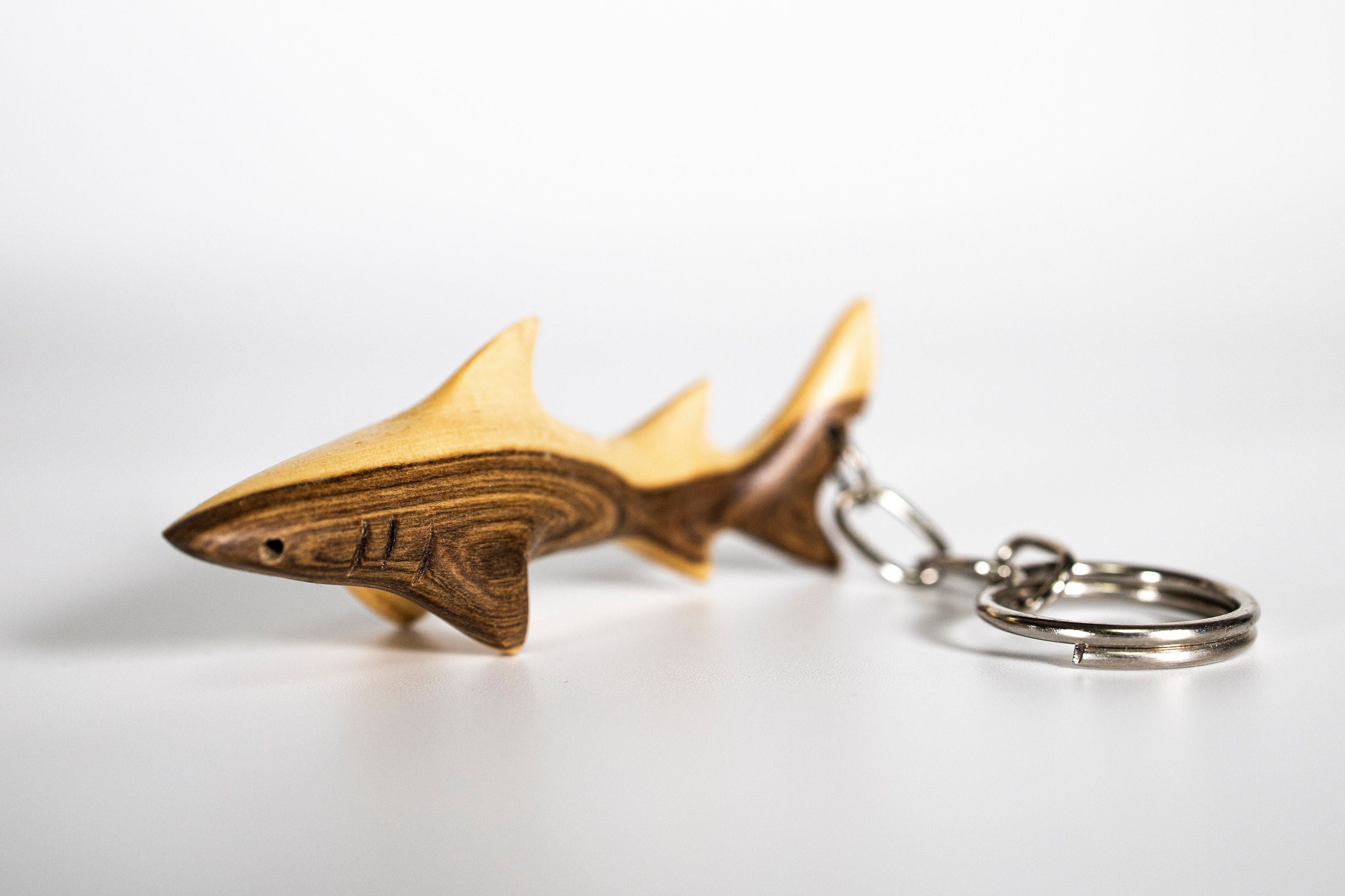 Hand-Carved Wood Shark Keychain - Handmade Ocean Animal Keyring, Marine Life Gift for Shark Lovers, Eco-Friendly Natural 1 - MeasureMason Hand-Carved Wood Shark Keychain - Handmade Ocean Animal Keyring, Marine Life Gift for Shark Lovers, Eco-Friendly Natural 1