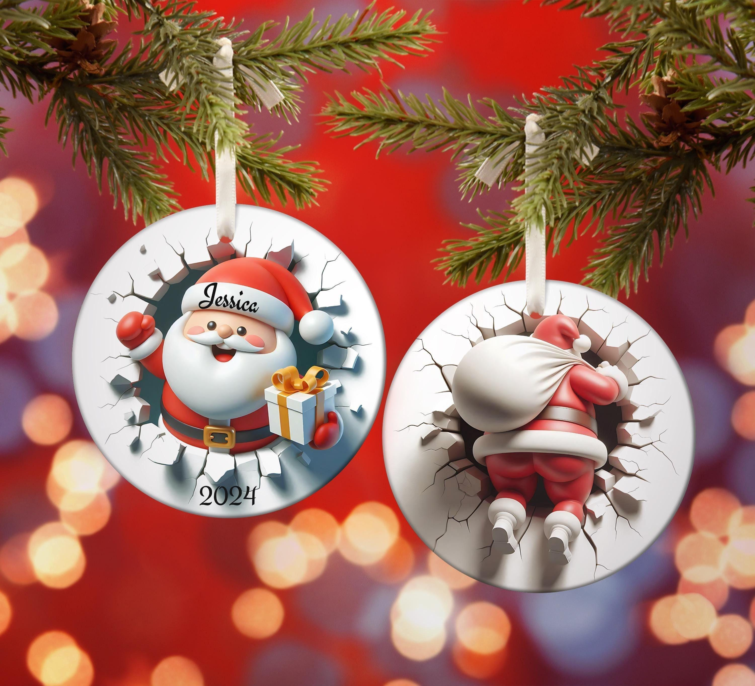 Personalized Ceramic Santa Christmas Ornament - Custom Holiday Keepsake