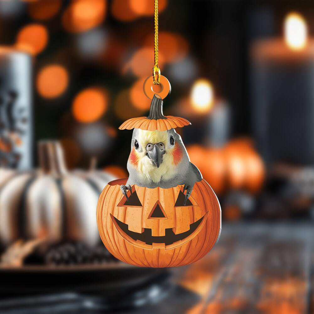 Personalized Cockatiel Halloween Ornament - Custom Pet Bird Car Accessory & Rearview Mirror Decor 1 - MeasureMason Personalized Cockatiel Halloween Ornament - Custom Pet Bird Car Accessory & Rearview Mirror Decor 1
