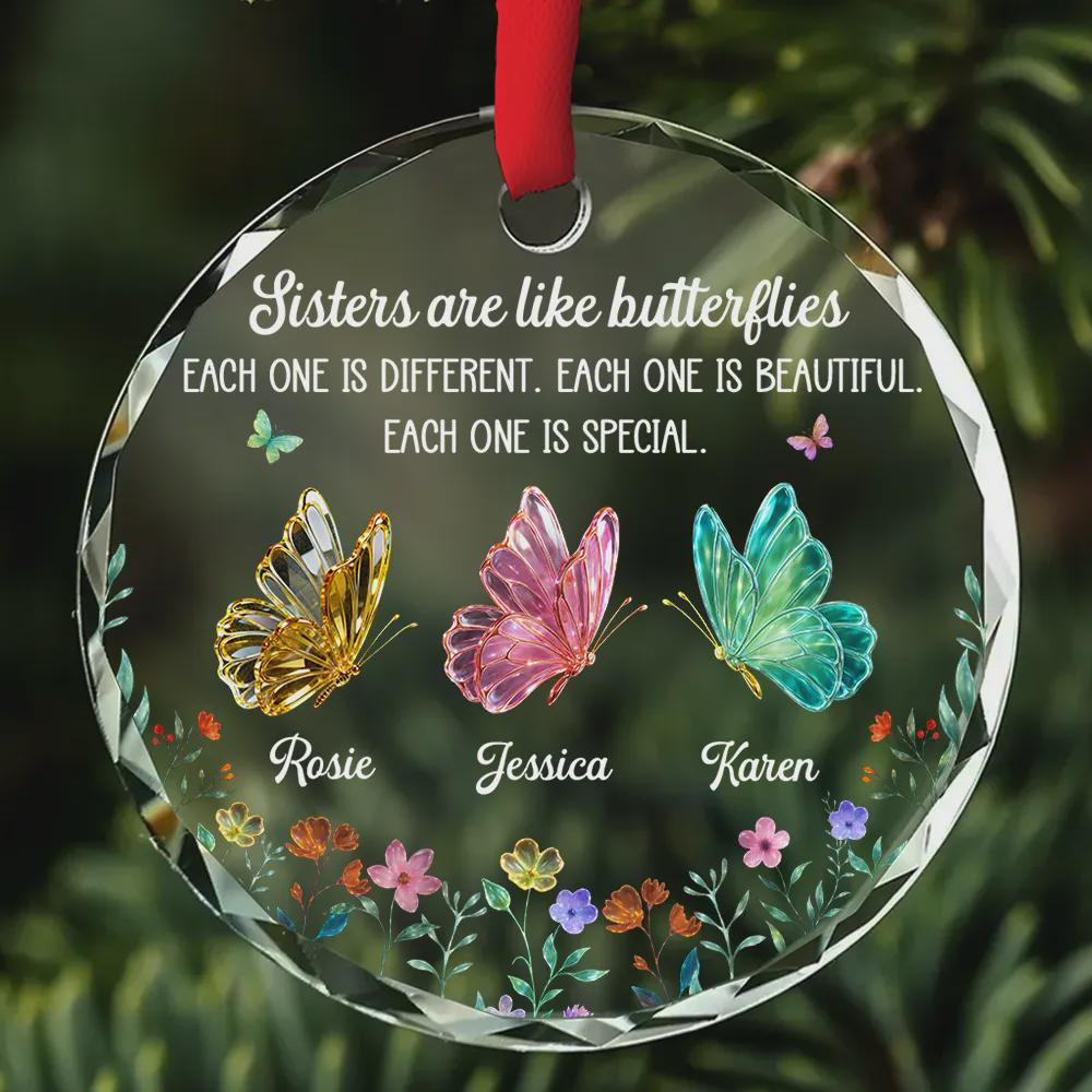 Personalized Sisters Butterfly Glass Ornament – Custom Names BFF Best Friend Soul Sister Christmas Gift Keepsake Personalized Sisters Butterfly Glass Ornament – Custom Names BFF Best Friend Soul Sister Christmas Gift Keepsake