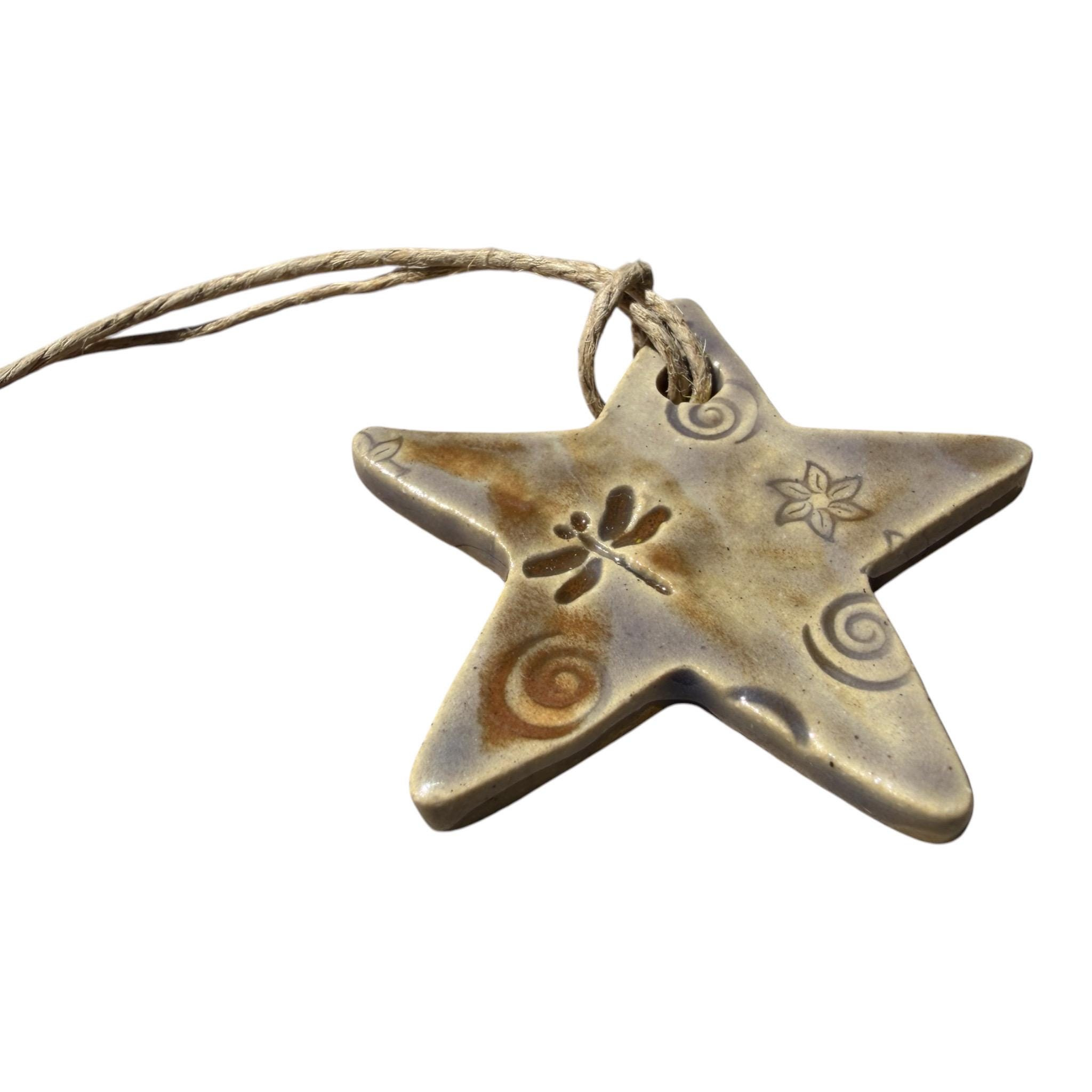 Handmade Ceramic Star Christmas Ornaments Set of 3 - Glazed Pottery Holiday Tree Decor 2 - MeasureMason Handmade Ceramic Star Christmas Ornaments Set of 3 - Glazed Pottery Holiday Tree Decor 2