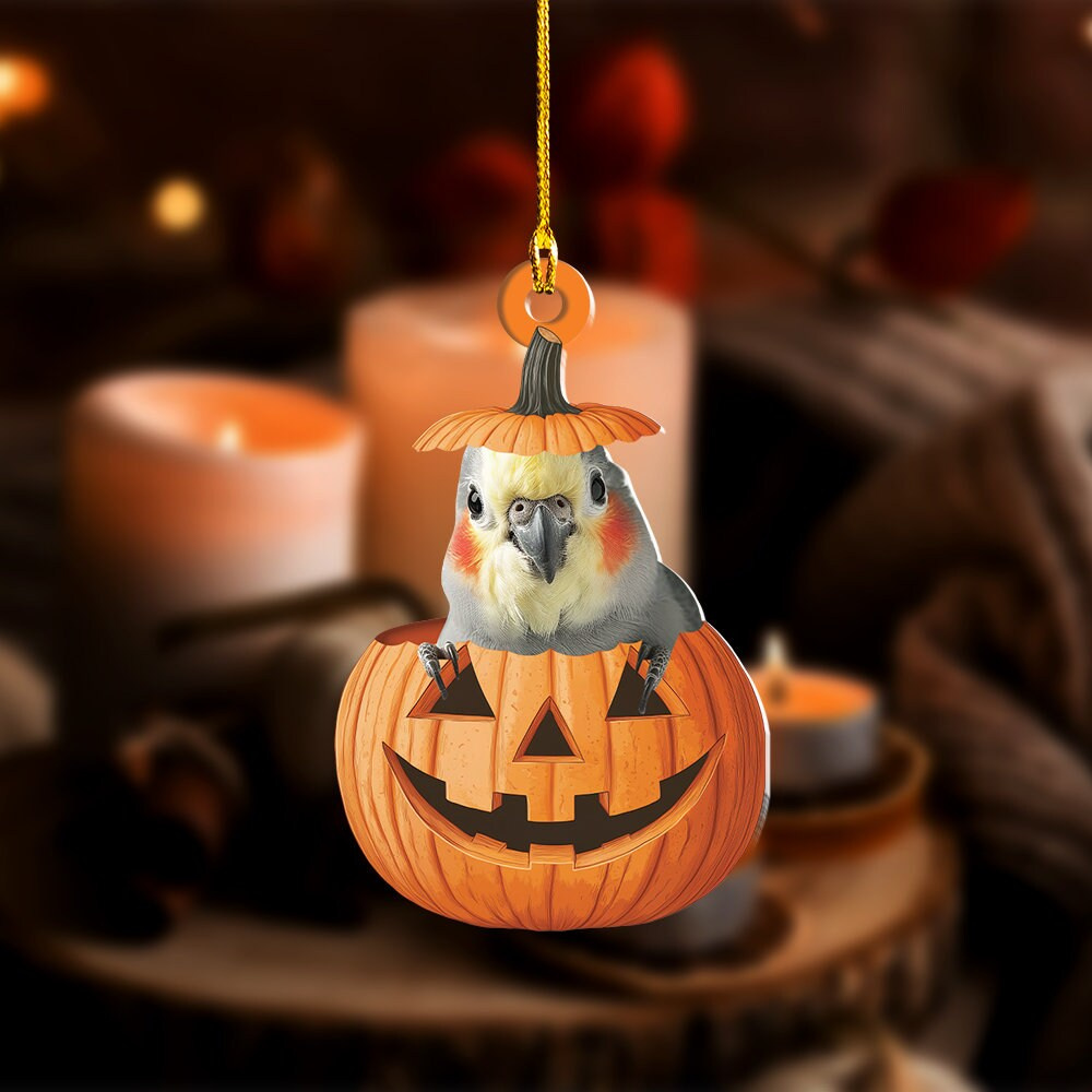 Personalized Cockatiel Halloween Ornament - Custom Pet Bird Car Accessory & Rearview Mirror Decor 2 - MeasureMason Personalized Cockatiel Halloween Ornament - Custom Pet Bird Car Accessory & Rearview Mirror Decor 2