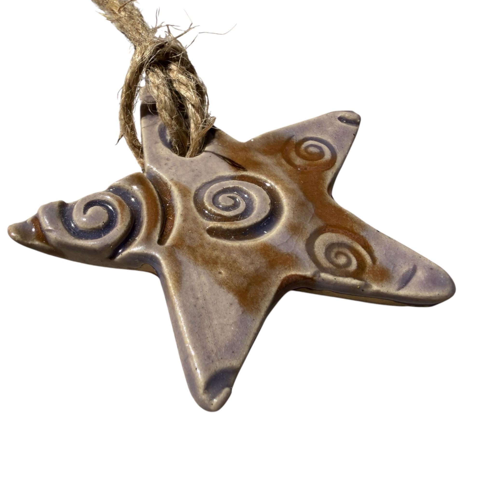 Handmade Ceramic Star Christmas Ornaments Set of 3 - Glazed Pottery Holiday Tree Decor 3 - MeasureMason Handmade Ceramic Star Christmas Ornaments Set of 3 - Glazed Pottery Holiday Tree Decor 3