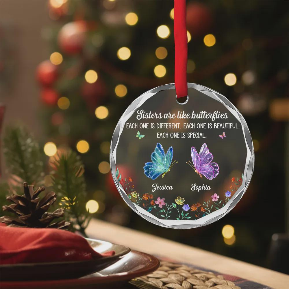 Personalized Sisters Butterfly Glass Ornament – Custom Names BFF Best Friend Soul Sister Christmas Gift Keepsake 1 - MeasureMason Personalized Sisters Butterfly Glass Ornament – Custom Names BFF Best Friend Soul Sister Christmas Gift Keepsake 1