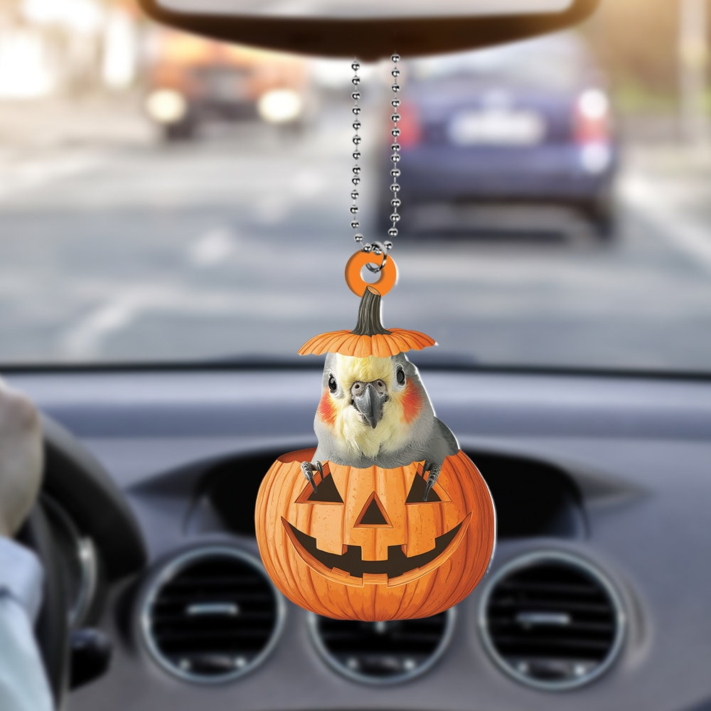 Personalized Cockatiel Halloween Ornament - Custom Pet Bird Car Accessory & Rearview Mirror Decor Personalized Cockatiel Halloween Ornament - Custom Pet Bird Car Accessory & Rearview Mirror Decor