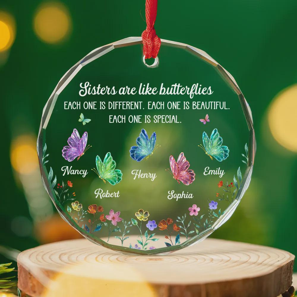 Personalized Sisters Butterfly Glass Ornament – Custom Names BFF Best Friend Soul Sister Christmas Gift Keepsake 2 - MeasureMason Personalized Sisters Butterfly Glass Ornament – Custom Names BFF Best Friend Soul Sister Christmas Gift Keepsake 2