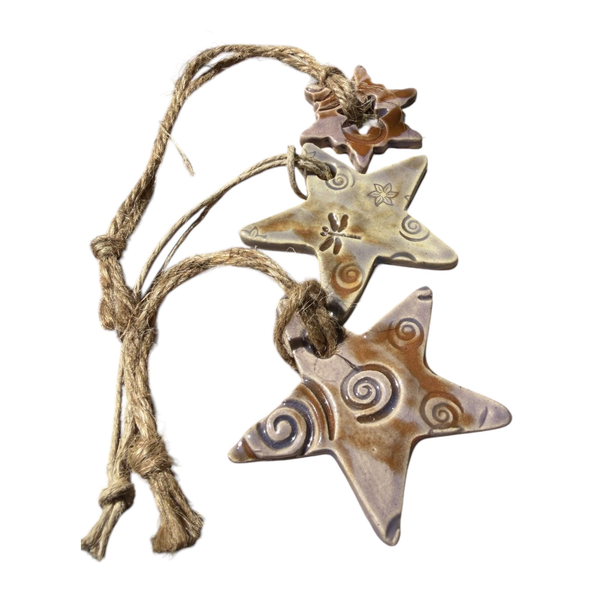 Handmade Ceramic Star Christmas Ornaments Set of 3 - Glazed Pottery Holiday Tree Decor 1 - MeasureMason Handmade Ceramic Star Christmas Ornaments Set of 3 - Glazed Pottery Holiday Tree Decor 1