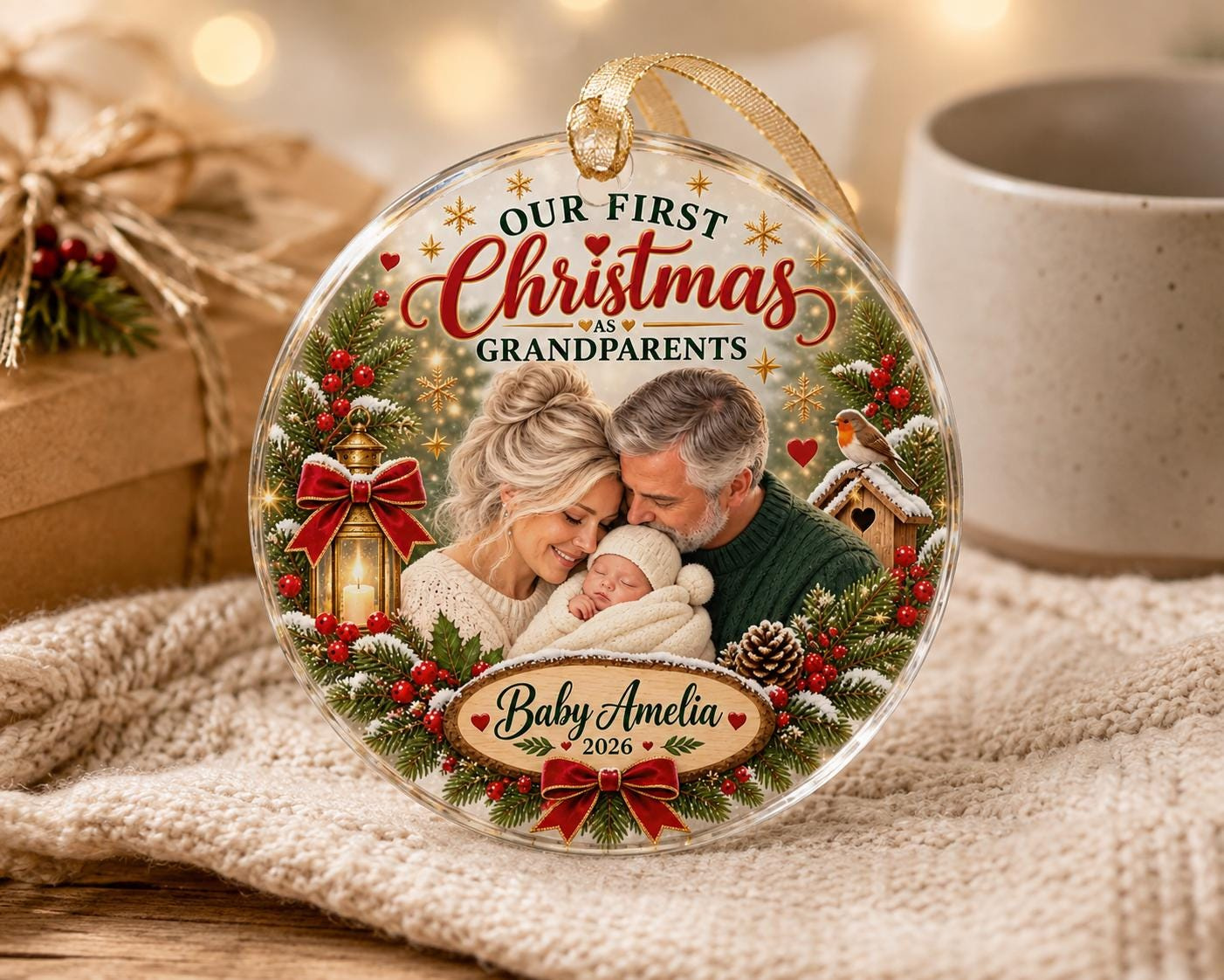 Clear Glass Round Christmas Ornament Blank - 3.5
