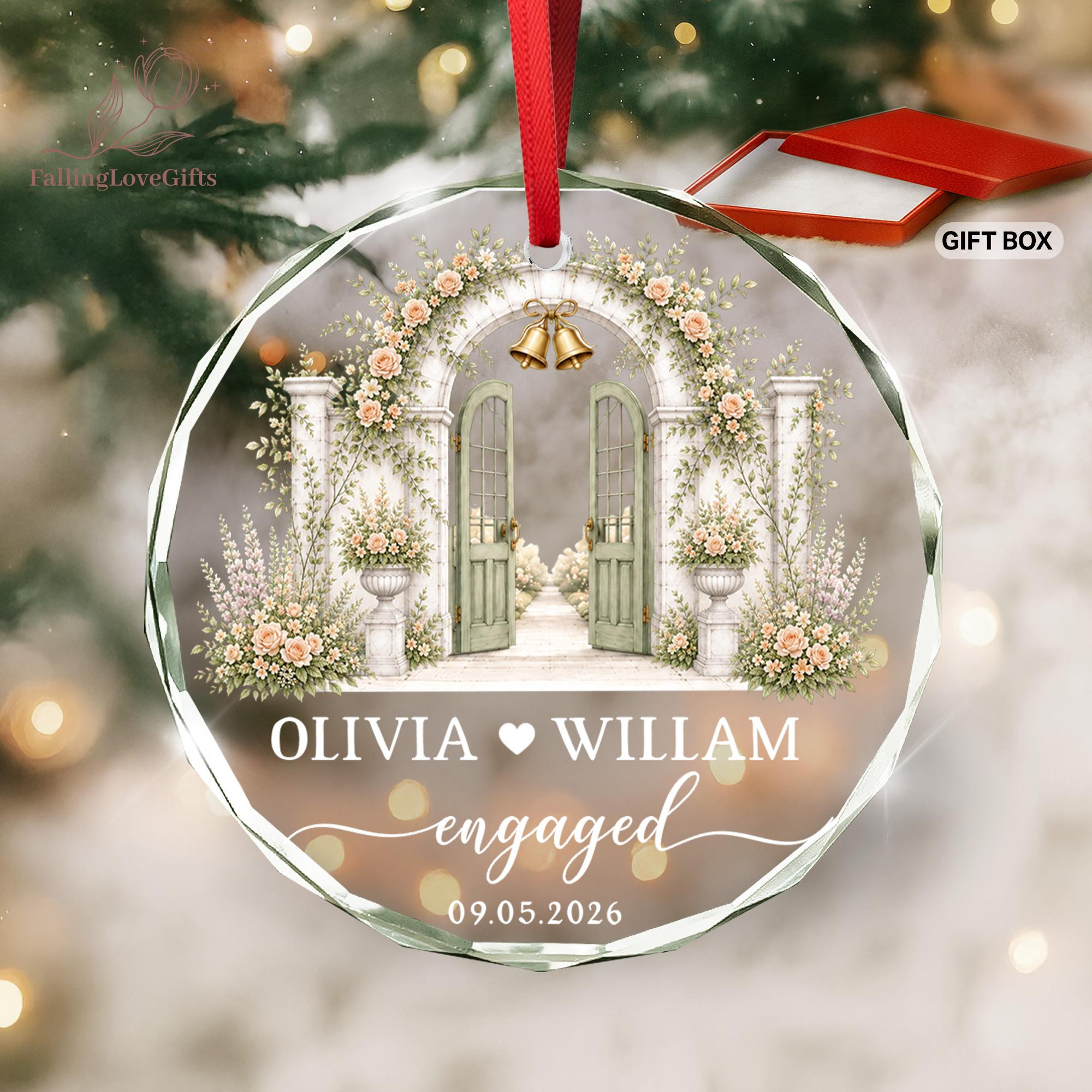 Floral Arch Engagement Keepsake Ornament - Personalized Wedding Gift for Couples 3 - MeasureMason Floral Arch Engagement Keepsake Ornament - Personalized Wedding Gift for Couples 3