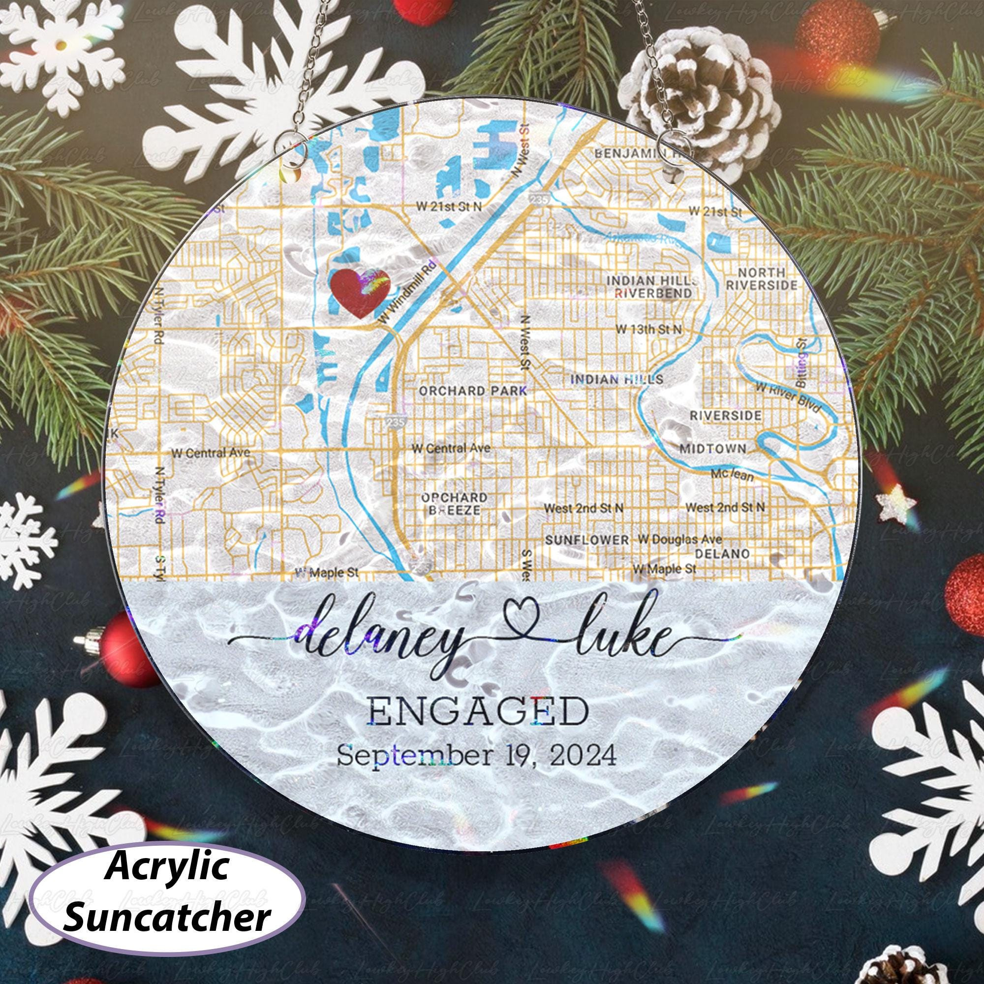 Personalized Engagement Keepsake Ornament - Where It All Began Map & Date Suncatcher 3 - MeasureMason Personalized Engagement Keepsake Ornament - Where It All Began Map & Date Suncatcher 3