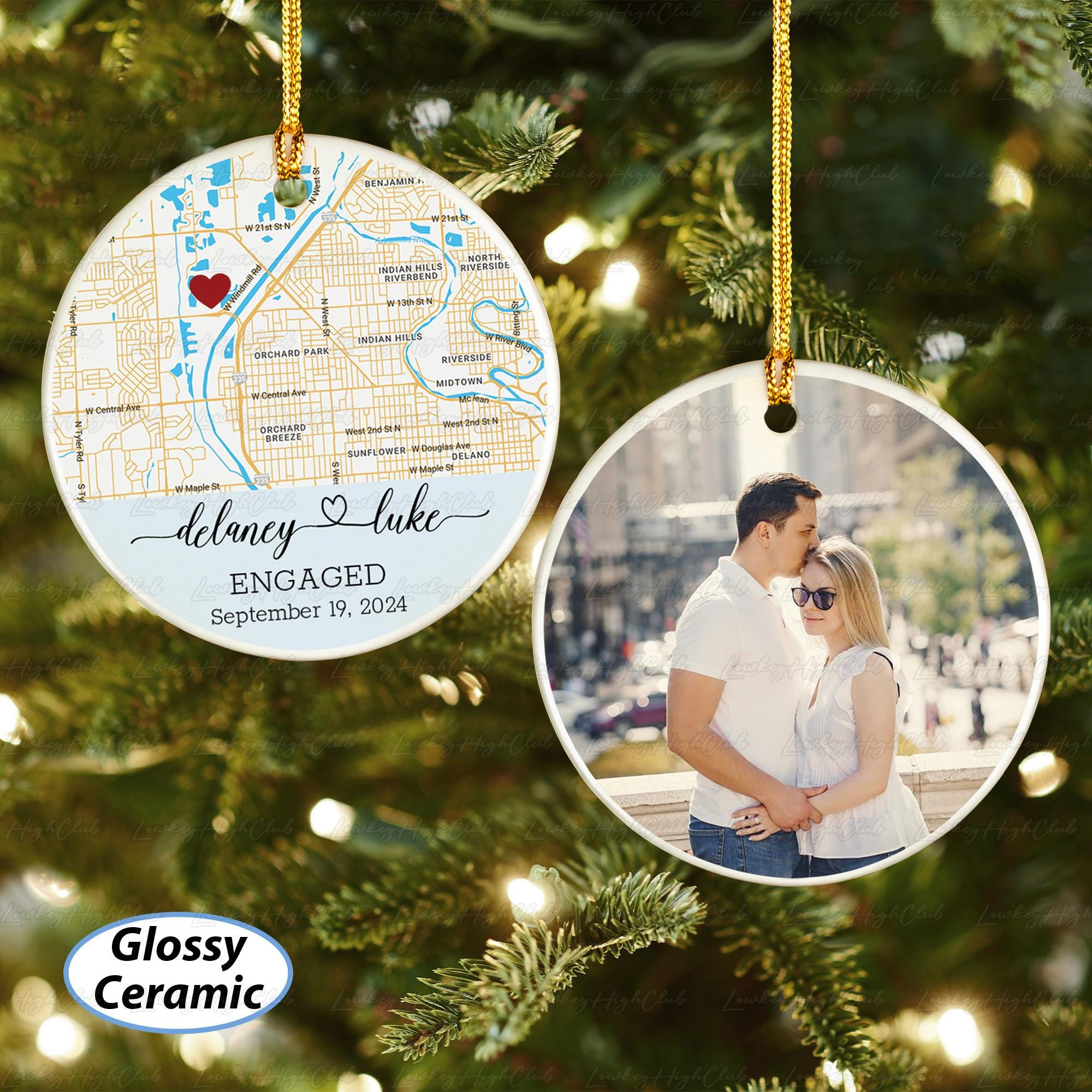 Personalized Engagement Keepsake Ornament - Where It All Began Map & Date Suncatcher