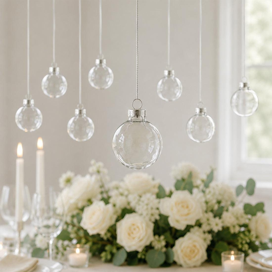 Clear Fillable Glass Ornament Balls - 8 Pack Christmas Crafts & Wedding Decor Blanks
