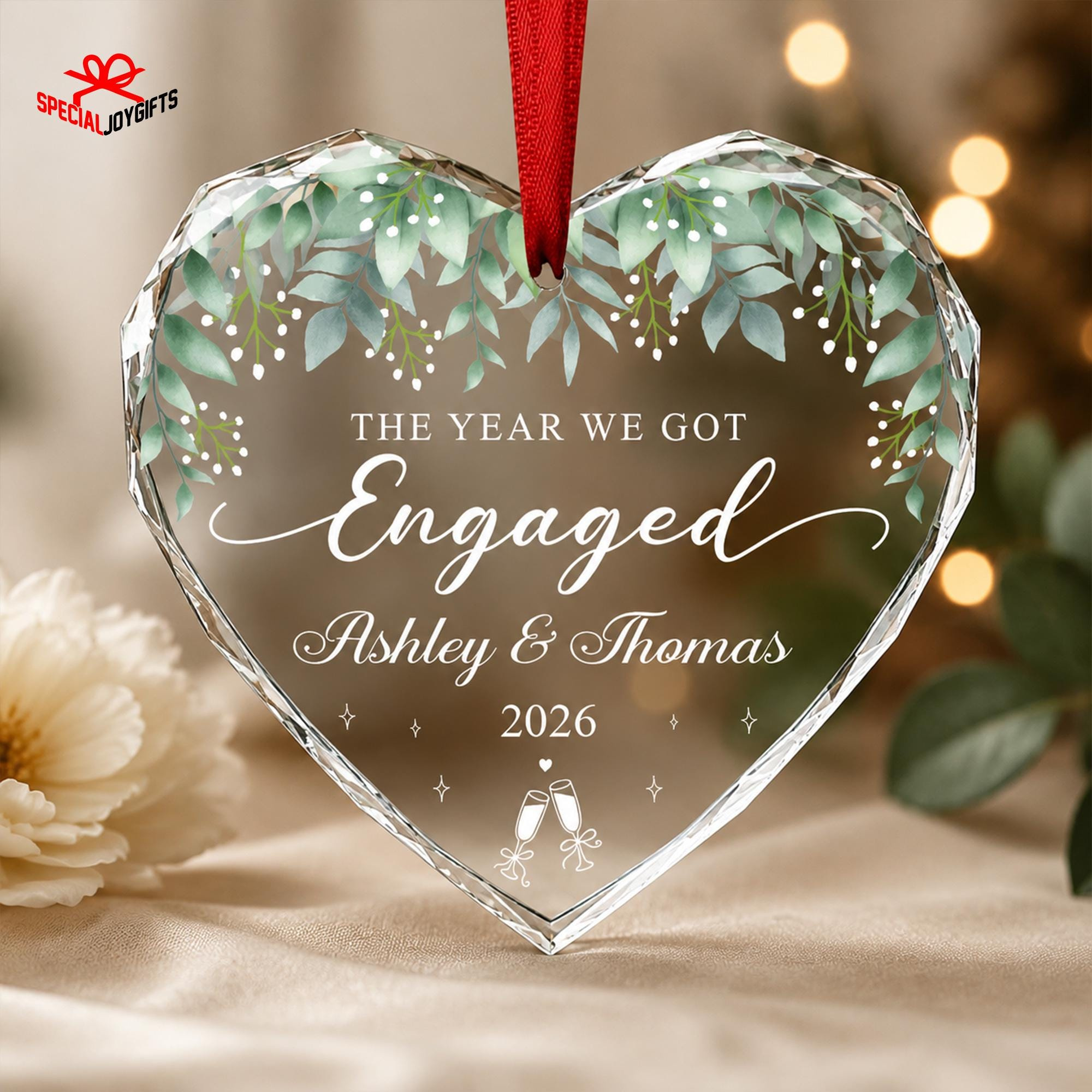 Personalized Engagement Keepsake Ornament - Custom Wedding & Bridal Shower Gift for Couples Personalized Engagement Keepsake Ornament - Custom Wedding & Bridal Shower Gift for Couples