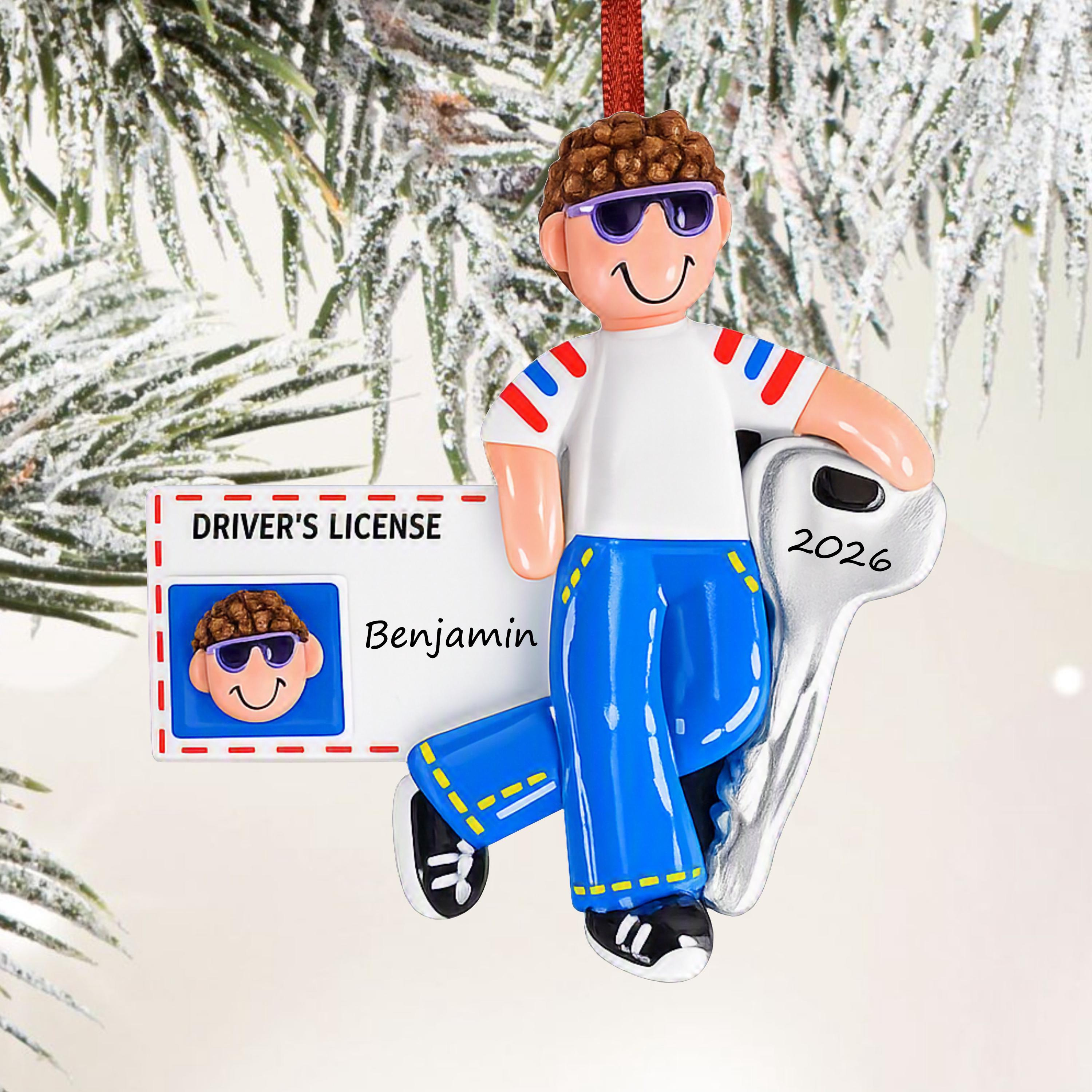 Personalized Driver's License Ornament Boy Brown Hair, New Driver Sweet 16 Gift, First Car Keepsake, Driving Test Passed Personalized Driver's License Ornament Boy Brown Hair, New Driver Sweet 16 Gift, First Car Keepsake, Driving Test Passed