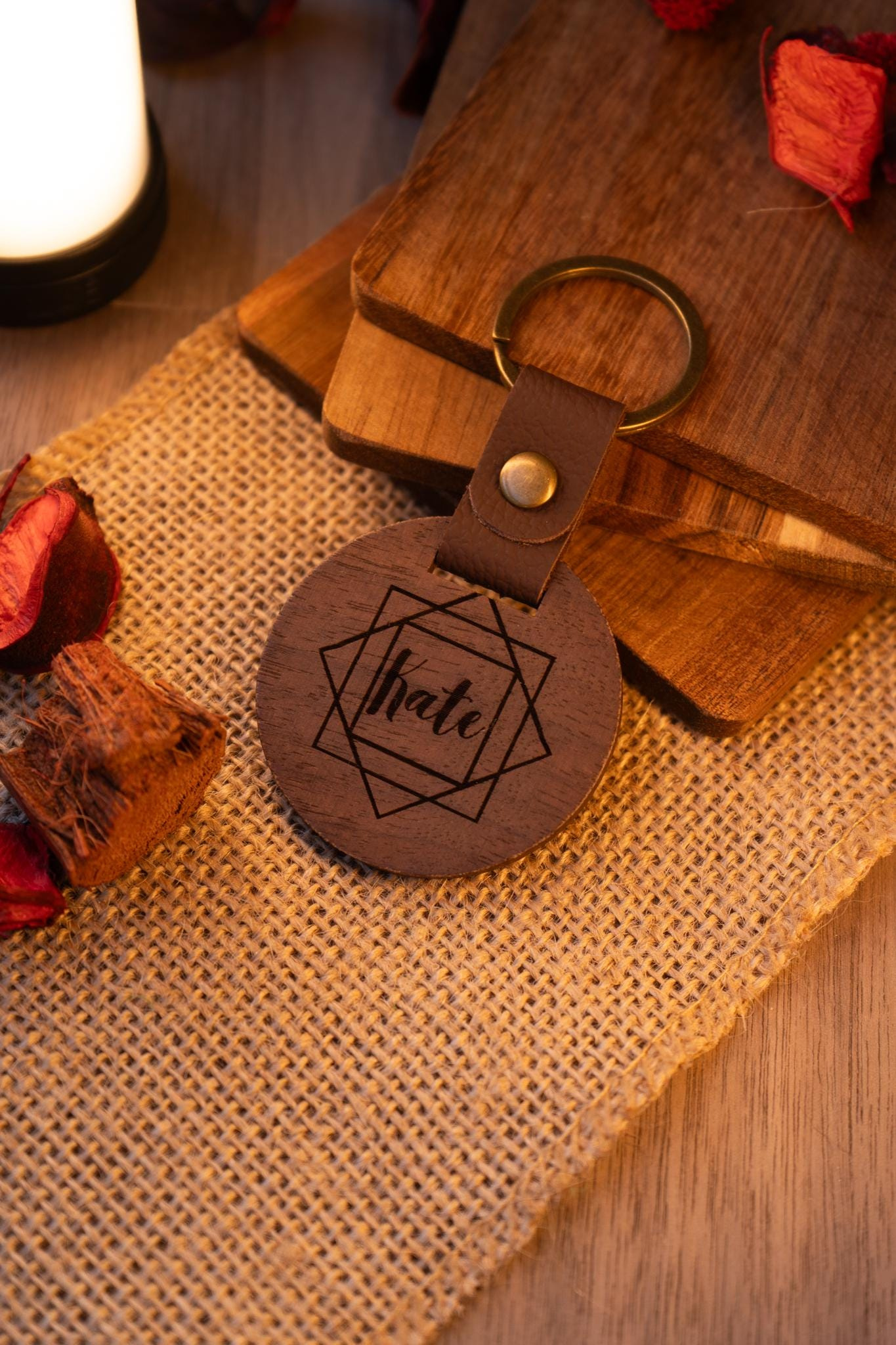 Personalized Walnut Wood Keychain with Custom Engraved Name, Rustic Round Design for Men, Thank You Gift Bulk, Wedding F 4 - MeasureMason Personalized Walnut Wood Keychain with Custom Engraved Name, Rustic Round Design for Men, Thank You Gift Bulk, Wedding F 4